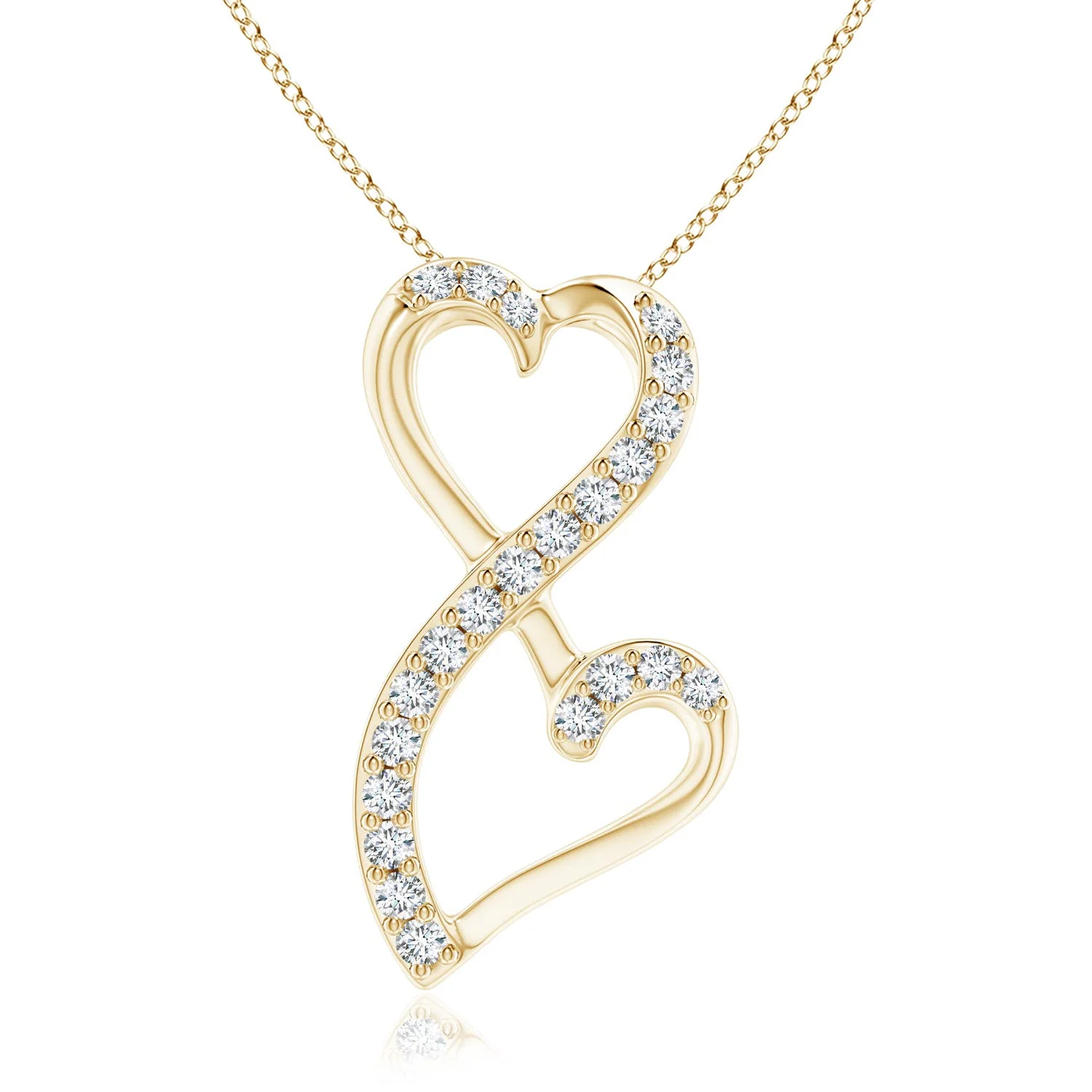 1.52 CTW Diamond Double Heart Infinity Pendant in 14K White Gold - Image 2