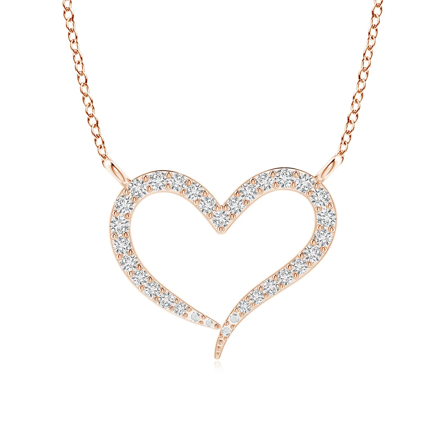 1.75 MM Diamond Heart Mother & Baby Pendant in 14K Rose Gold - Image 5