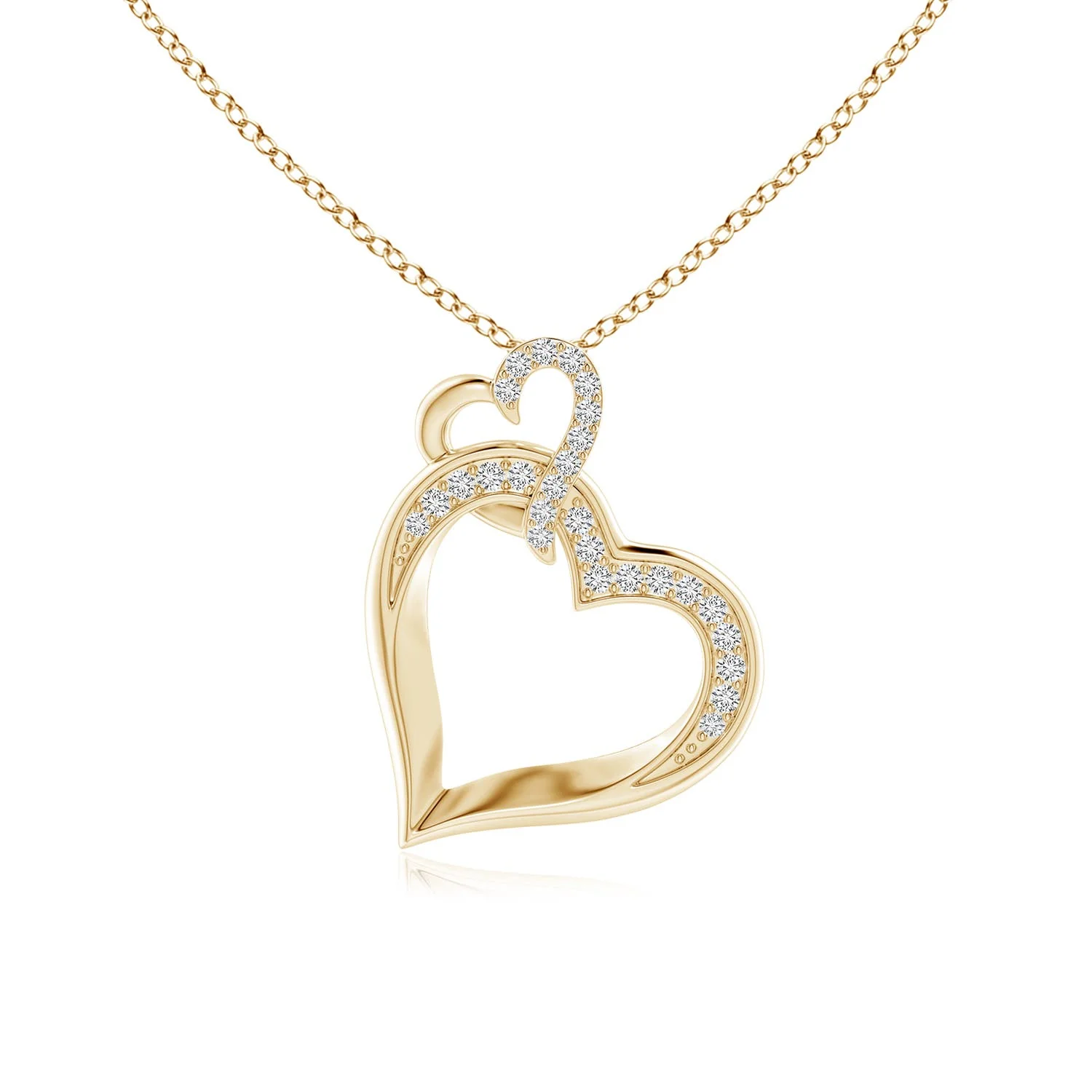 1.75 MM Diamond Heart Mother & Baby Pendant in 14K Rose Gold - Image 6