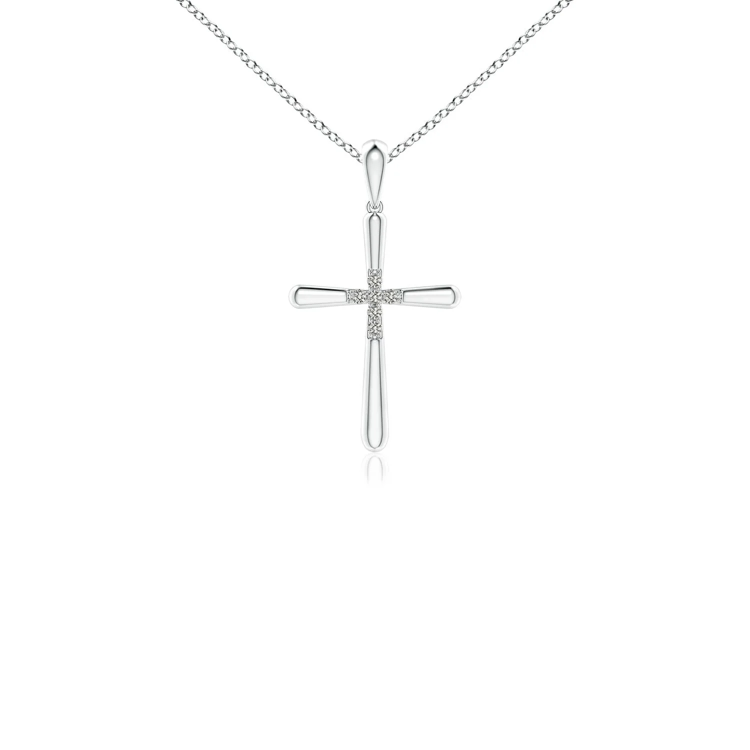 1.5 MM Pave-Set Diamond Cross and Sideways Infinity Pendant in 18K White Gold - Image 6
