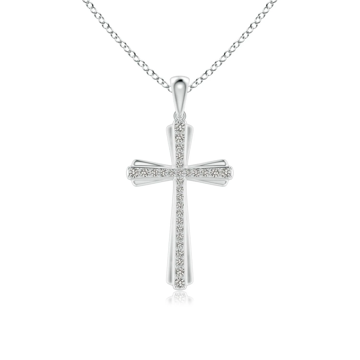 1.5 MM Pave-Set Diamond Cross and Sideways Infinity Pendant in 18K White Gold - Image 8