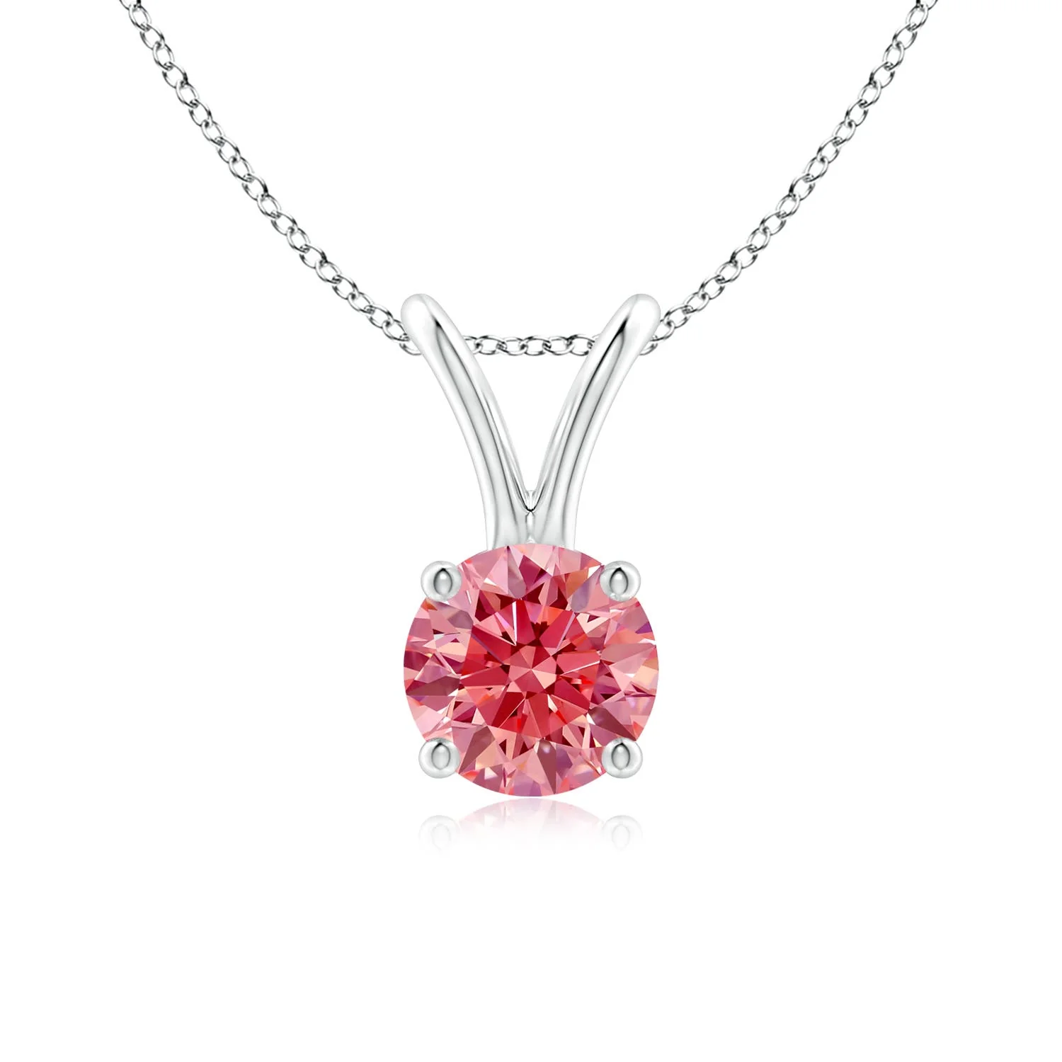 0.5 CTW Solitaire Fancy Intense Pink Diamond Twist Bale Pendant in 14K Yellow Gold - Image 10