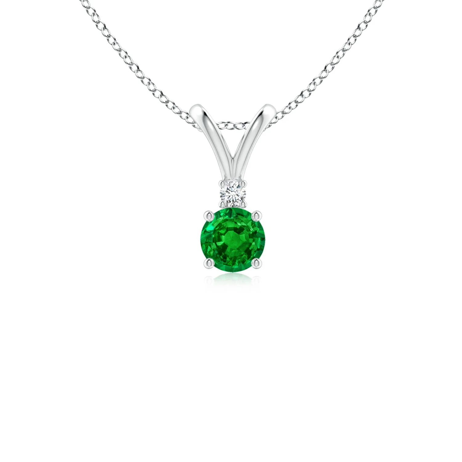 0.44 CTW Heart-Shaped Emerald Rabbit Ear Bale Pendant in 18K White Gold - Image 8