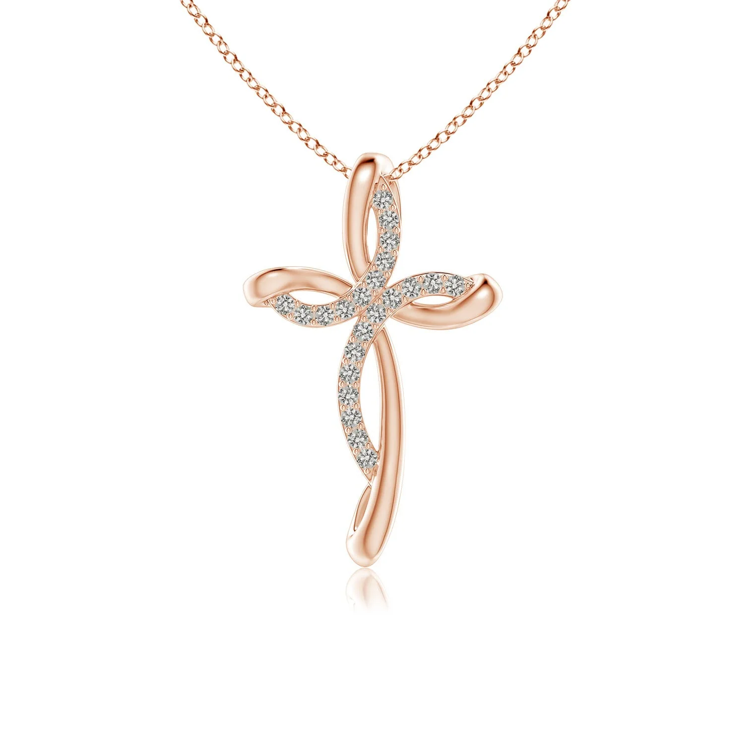 2.9 MM Prong-Set Diamond Infinity Cross Pendant in 18K Rose Gold - Image 4
