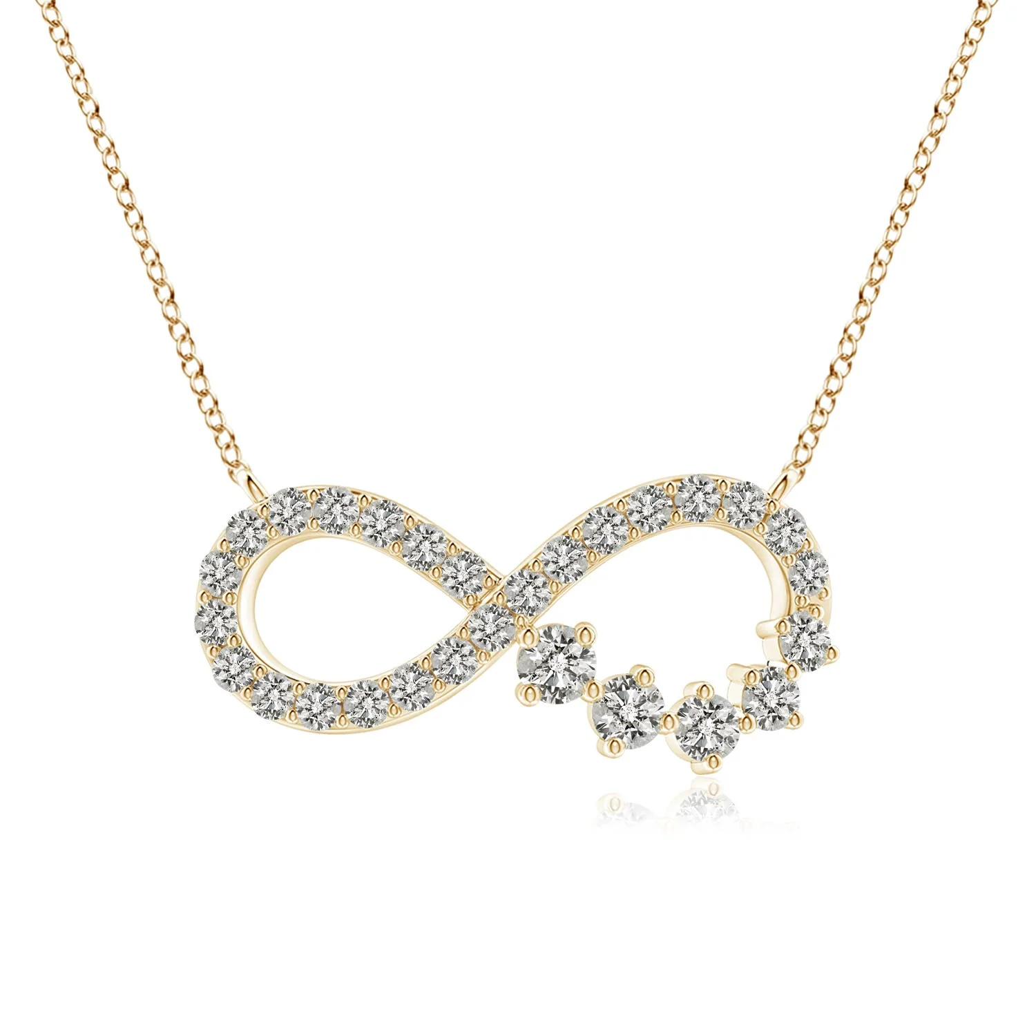 2.4 MM Three Stone Diamond Infinity Loop Pendant in 14K Yellow Gold - Image 8