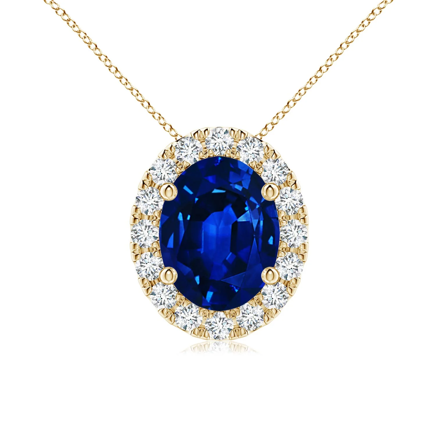 1.84 CTW Prong-Set Oval Fancy Intense Blue Diamond Halo Pendant in 18K White Gold - Image 10