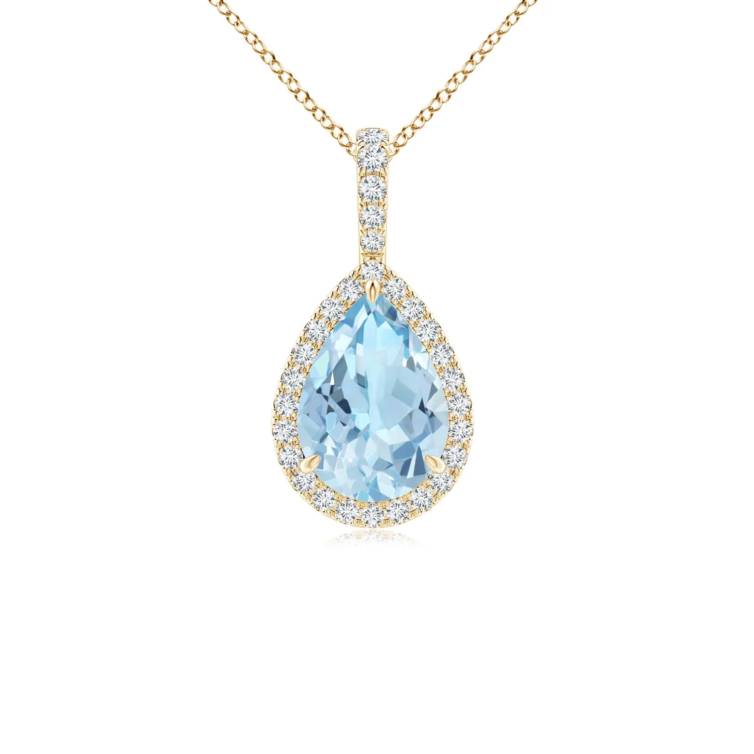 0.37 CTW Round Diamond Trillion Halo Pendant in 18K White Gold - Image 8