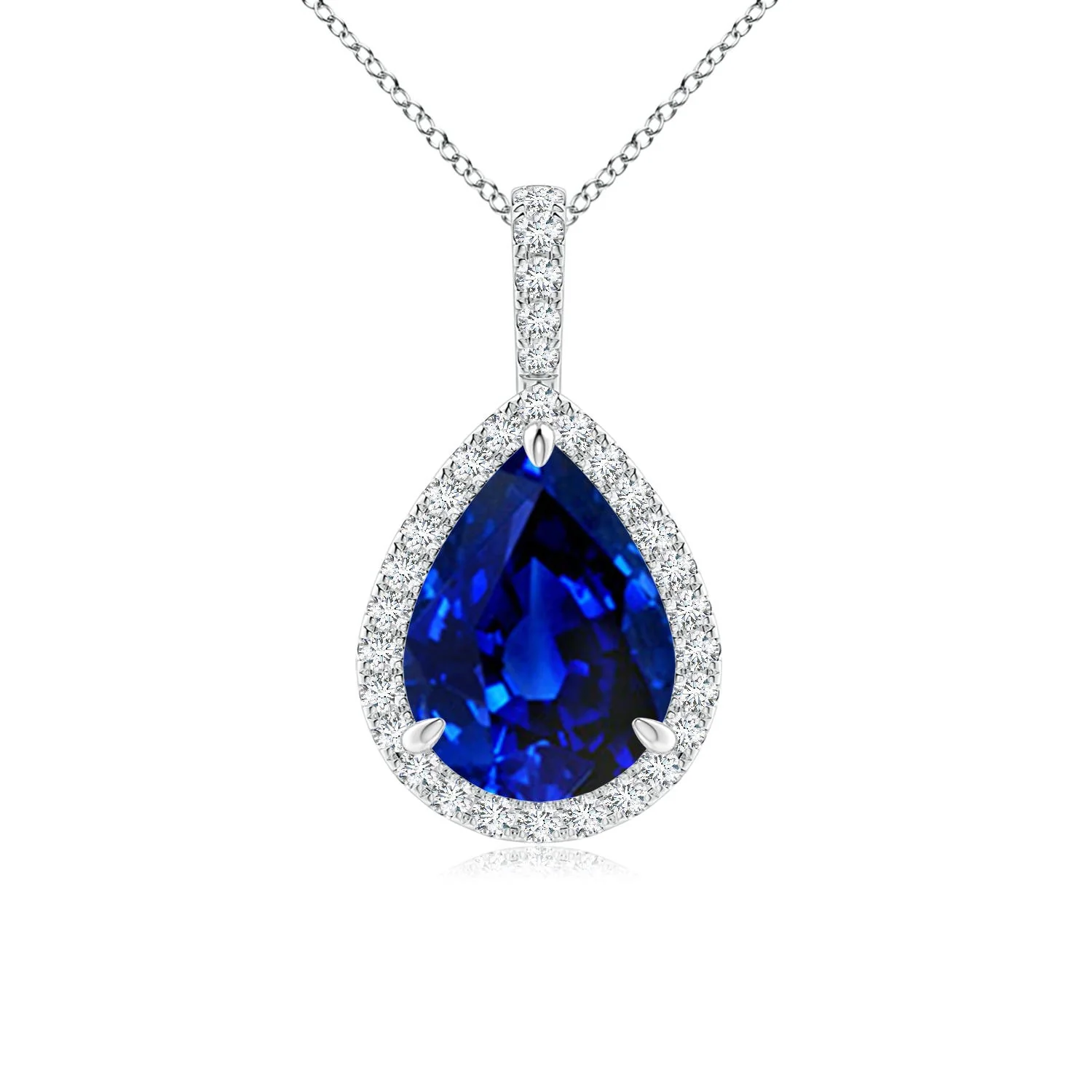 0.88 CTW Floral Double Halo Diamond Pendant in Platinum - Image 10