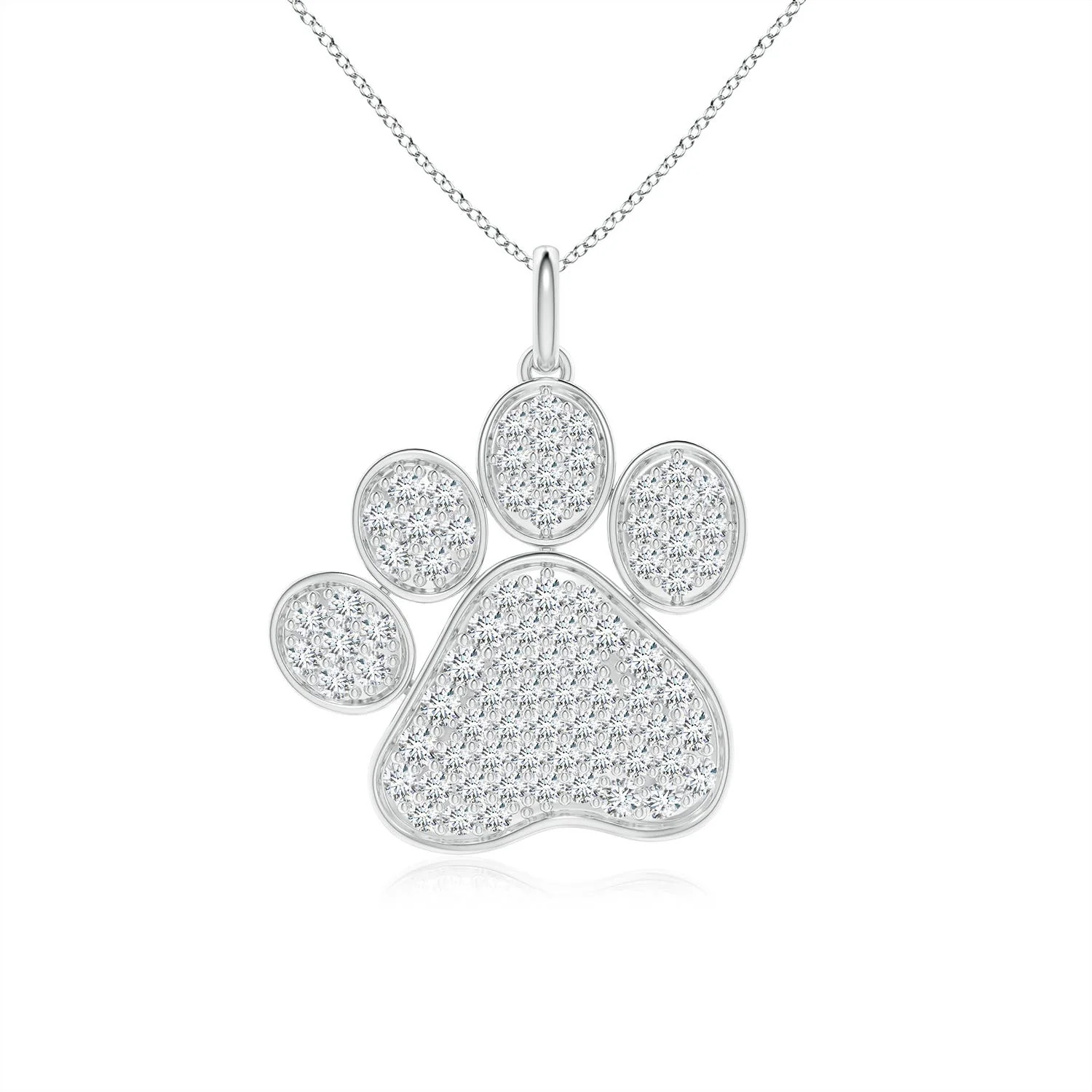 1.66 CTW Pave-Set Diamond Paw Pendant in 14K White Gold - Image 8