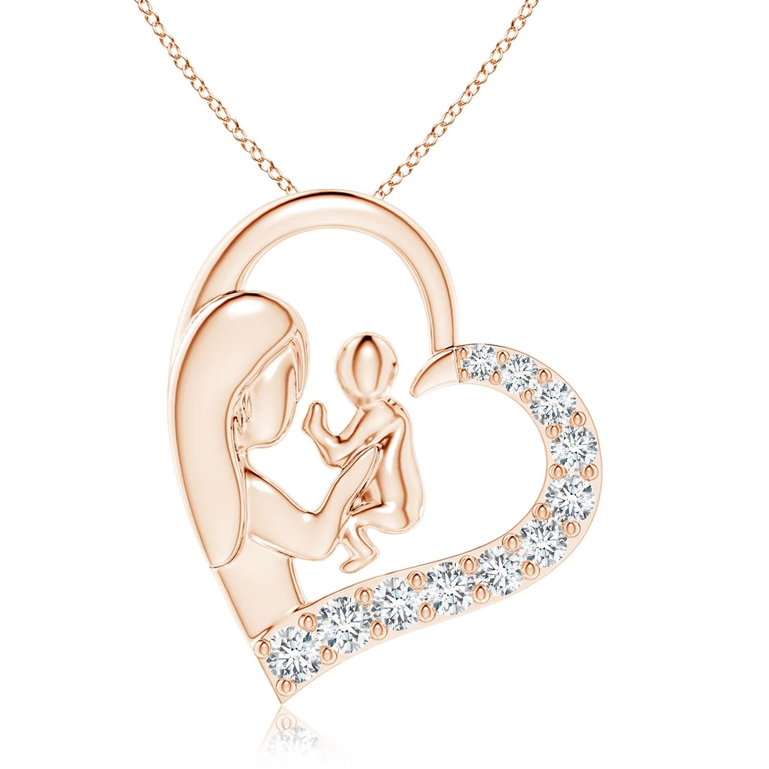 0.61 CTW Diamond Paw Print Pendant in 14K Rose Gold - Image 10
