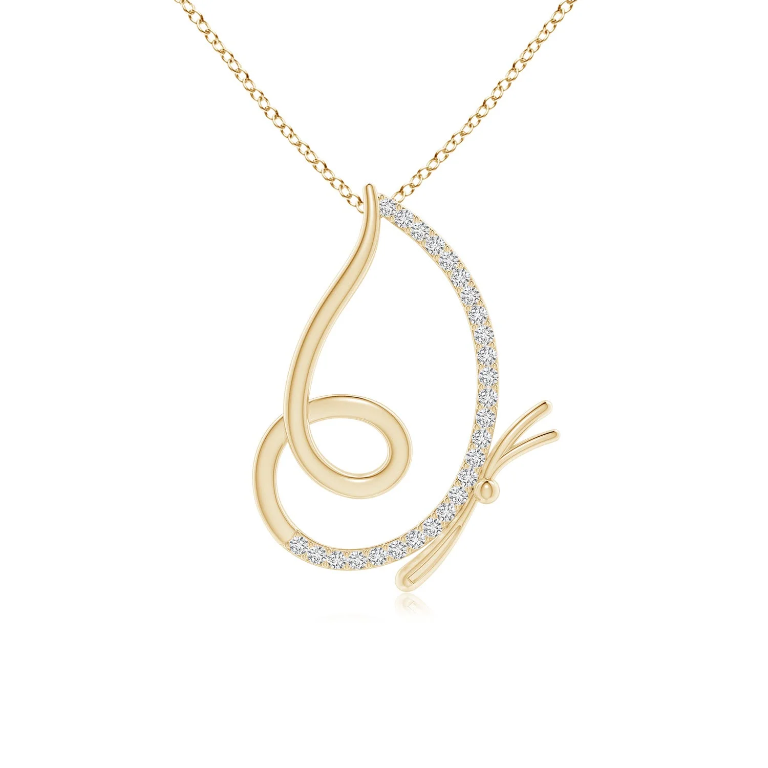 0.34 CTW Nature Inspired Diamond Butterfly Pendant in 14K Yellow Gold - Image 5