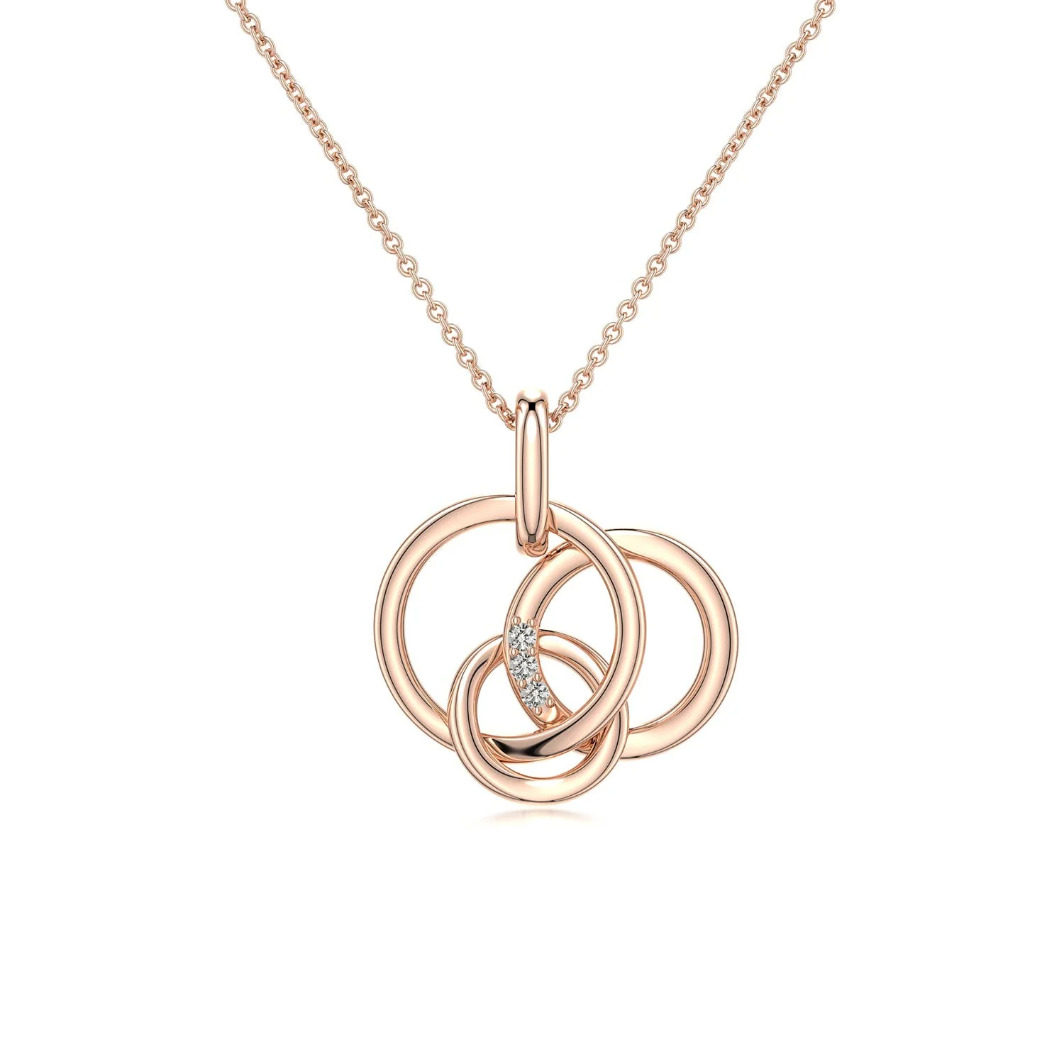 0.25 CTW Round Diamond Love Knot Pendant in 18K Rose Gold - Image 3