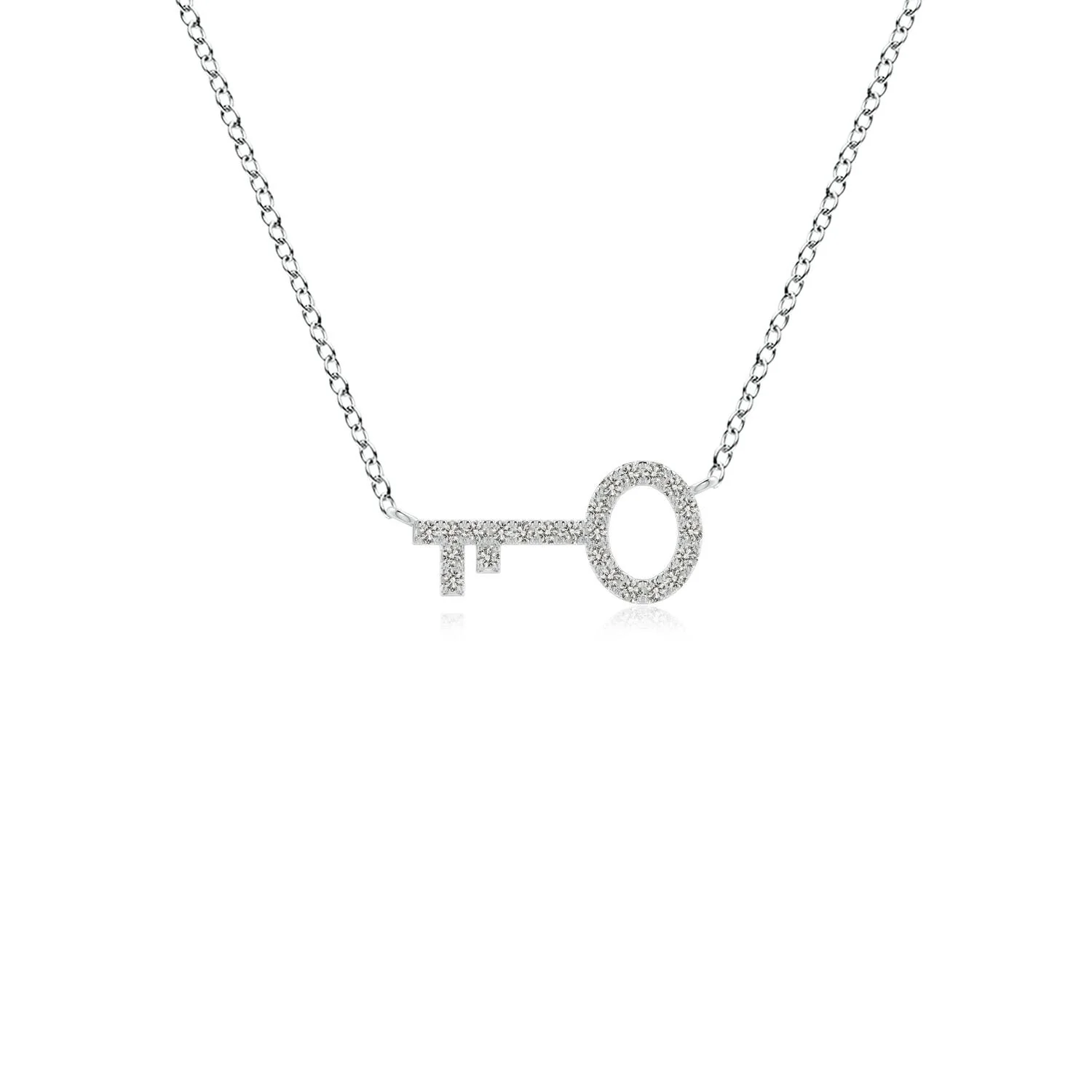 1.05 MM U-Pave Set Diamond Key Pendant in 18K White Gold