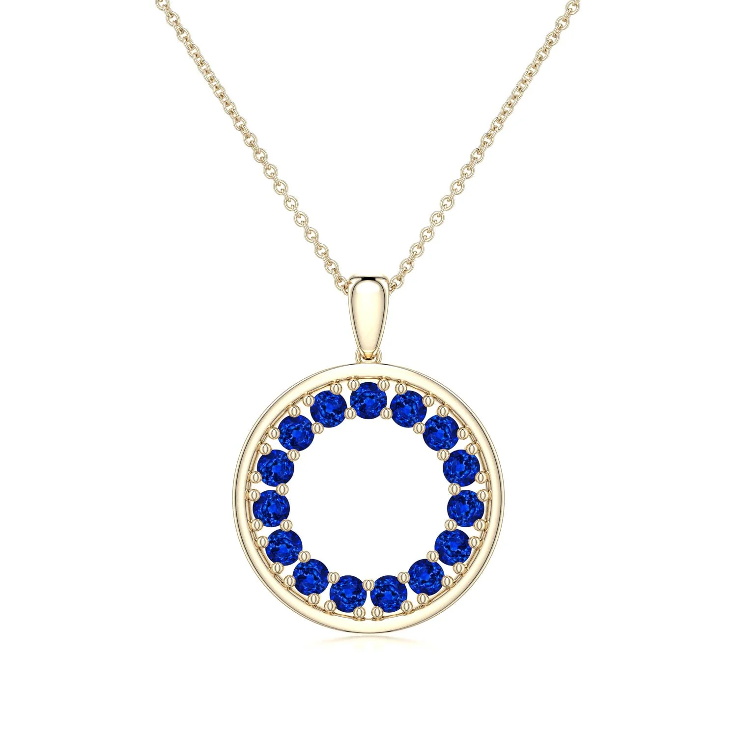 3 MM Sapphire Virgo Feather Pendant with Diamonds in 14K Yellow Gold - Image 10