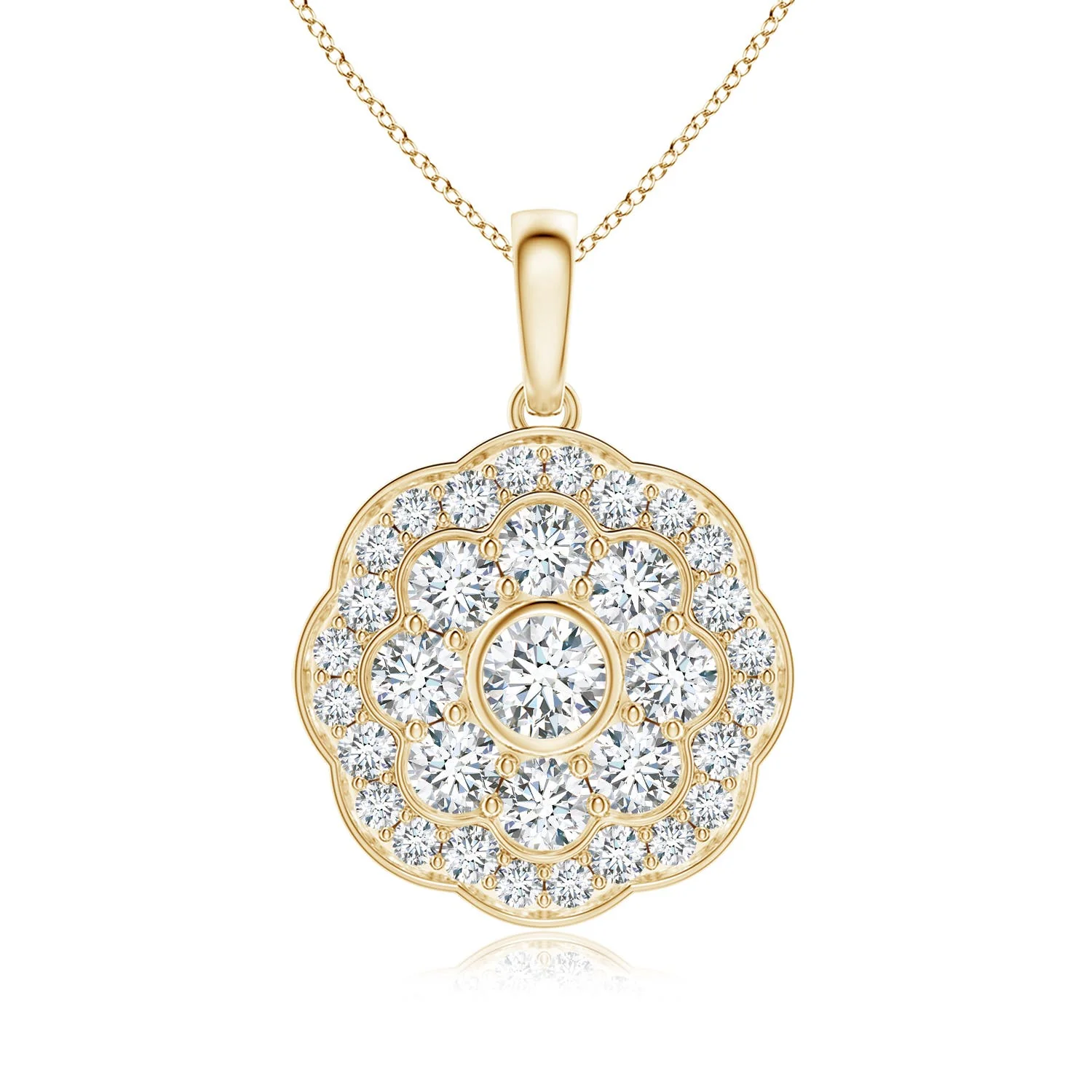 0.67 CTW Oval Composite Diamond Halo Pendant in 14K Yellow Gold - Image 10