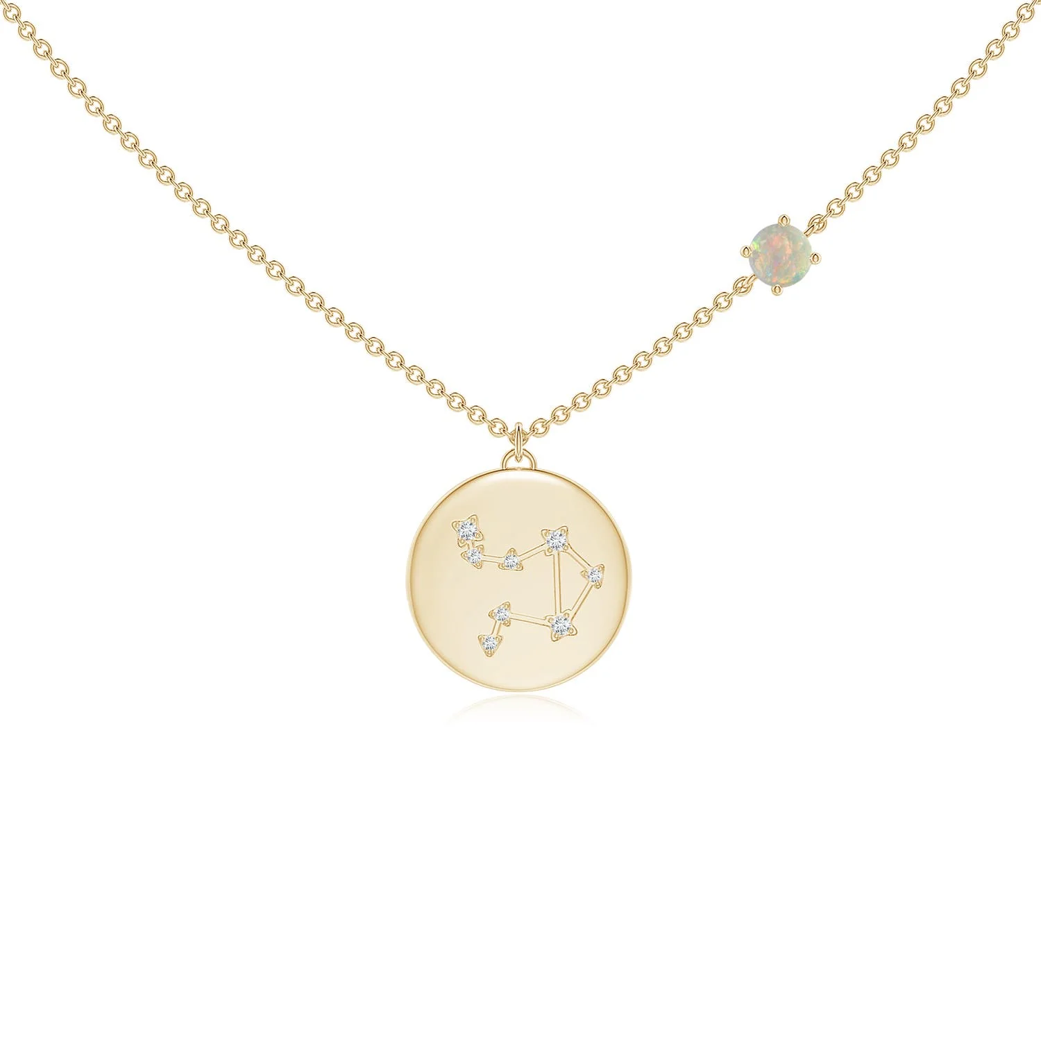 0.37 CTW Sapphire Libra Constellation Medallion Pendant in 14K Yellow Gold - Image 9