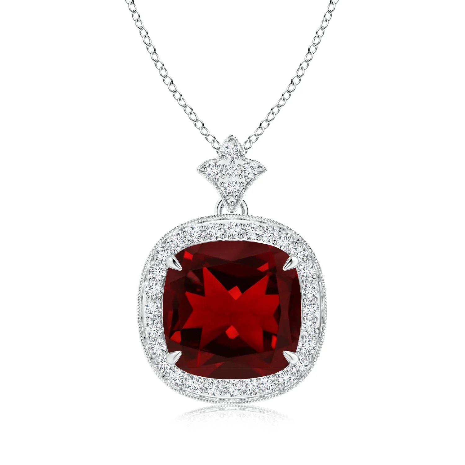 0.37 CTW Garnet Capricorn Constellation Medallion Pendant in 18K White Gold - Image 3