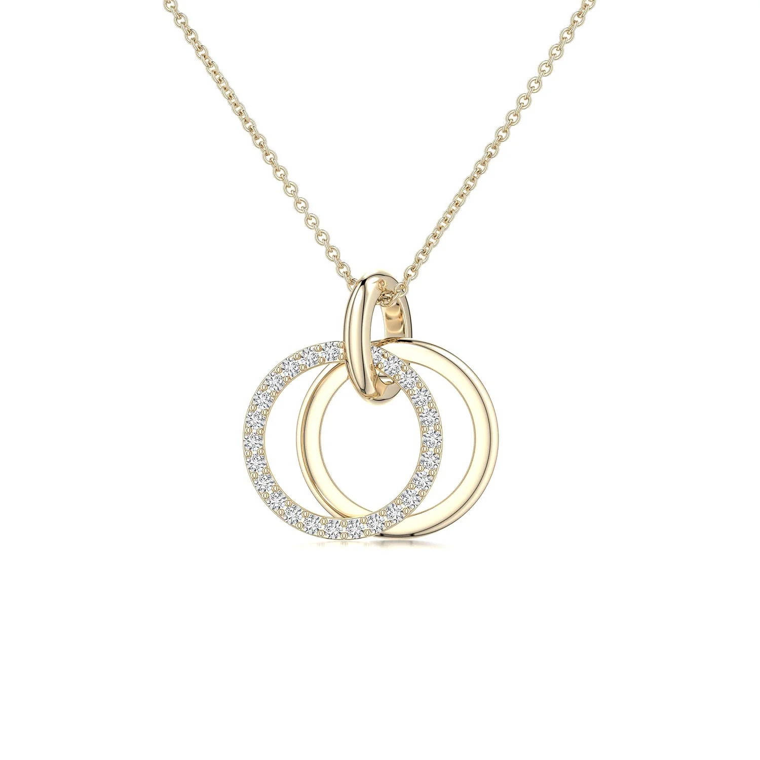 0.97 CTW Pave-Set Diamond Crescent Moon Pendant in 14K Yellow Gold - Image 9