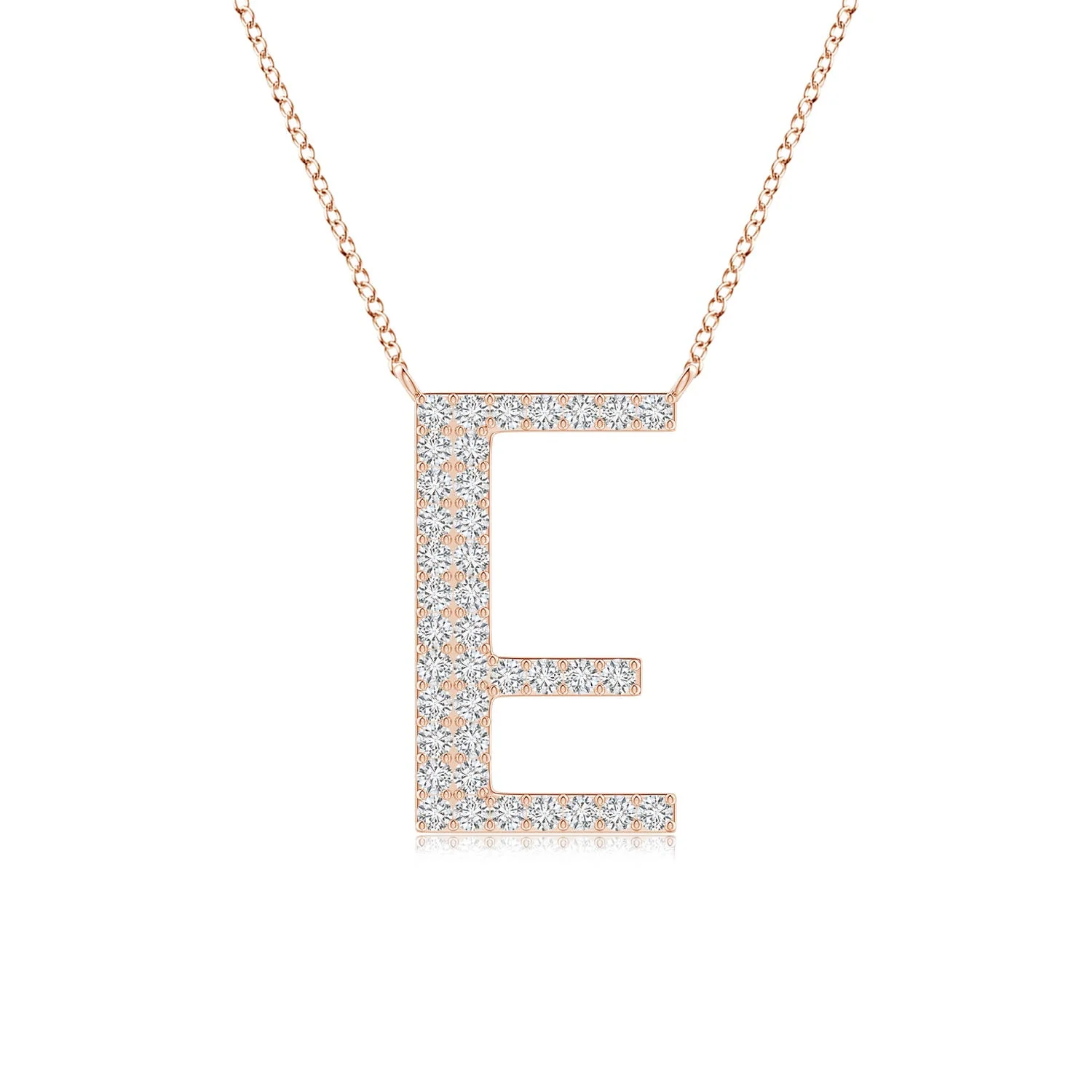 1.35 MM Modern Deco Diamond Capital "A" Initial Pendant in 14K Rose Gold - Image 3