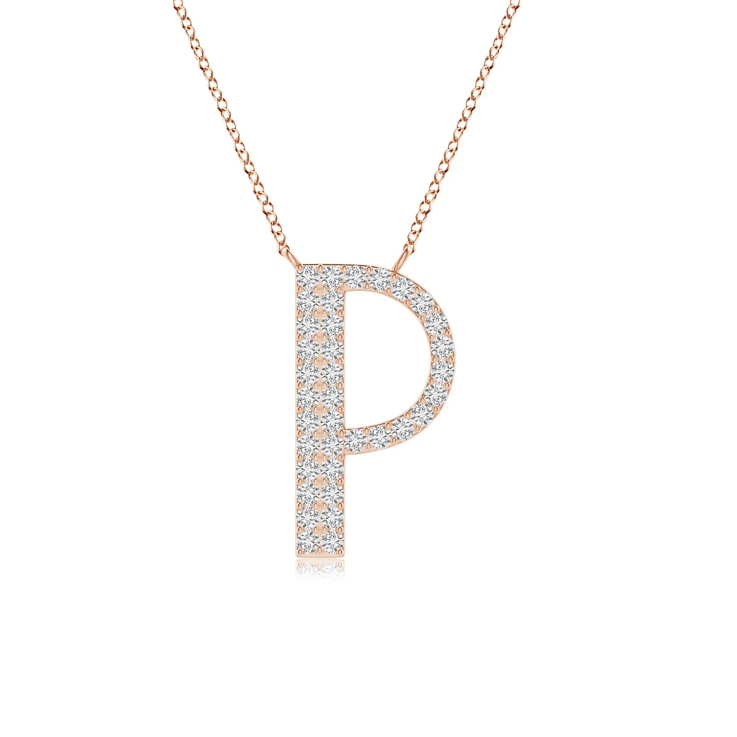 1.35 MM Modern Deco Diamond Capital "A" Initial Pendant in 14K Rose Gold - Image 7