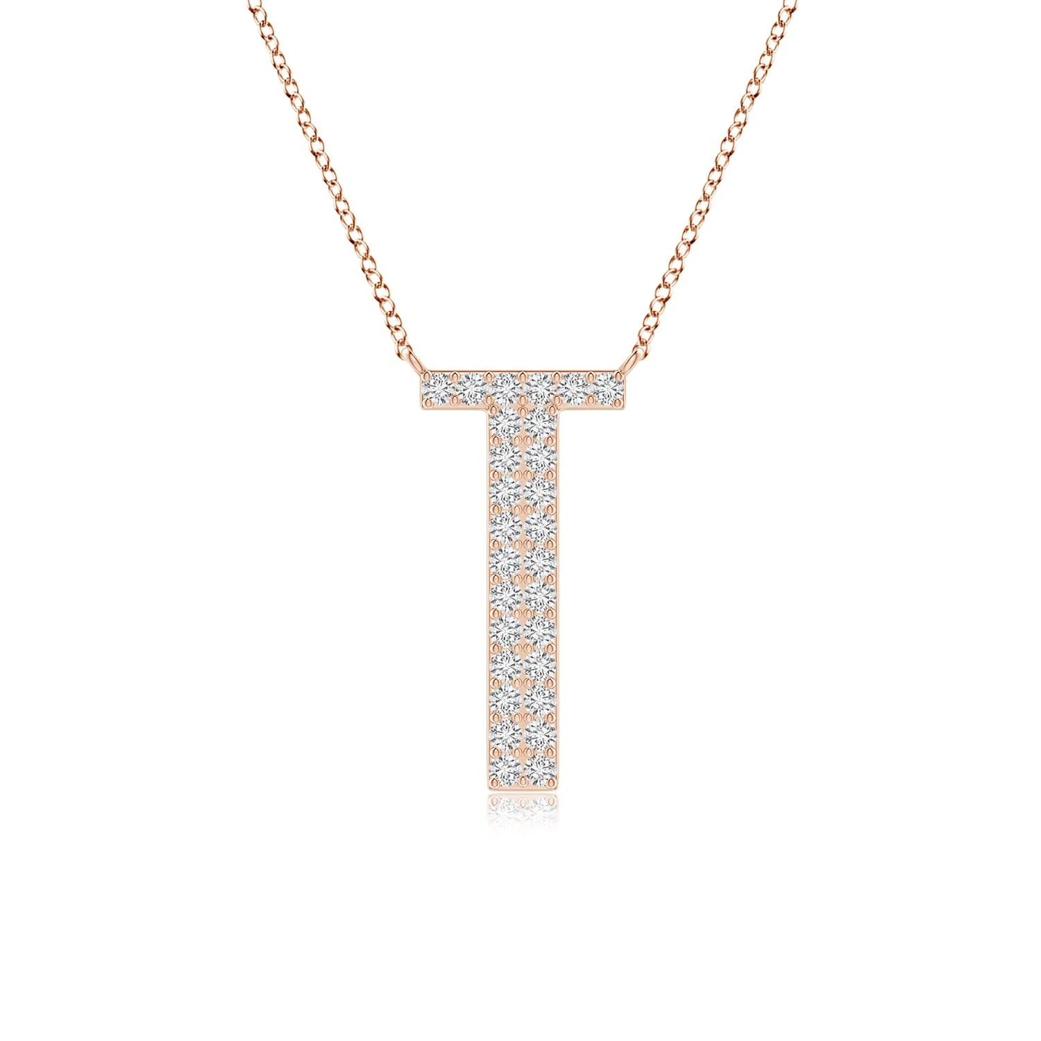 0.28 CTW Modern Deco Diamond Capital "B" Initial Pendant in 14K Rose Gold - Image 8