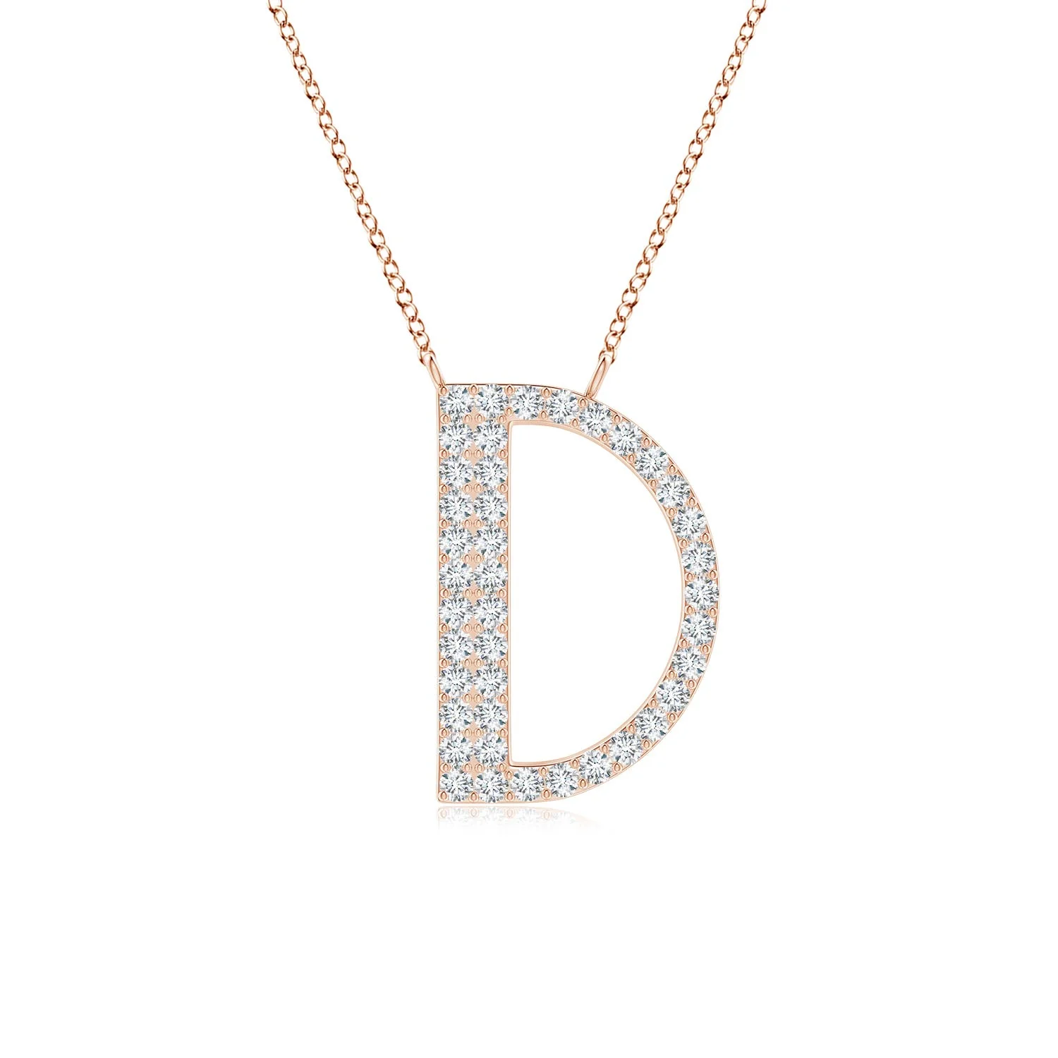 0.25 CTW Modern Deco Diamond Capital "D" Initial Pendant in 14K Rose Gold - Image 10