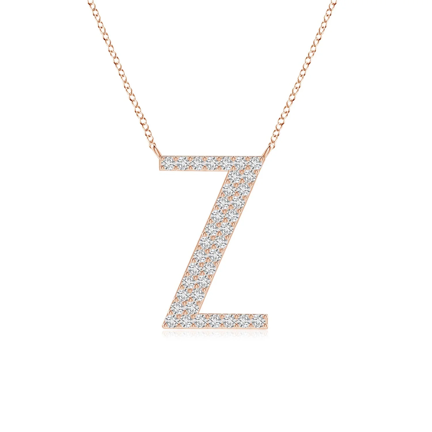 1.2 MM Modern Deco Diamond Capital "L" Initial Pendant in 14K Rose Gold - Image 5