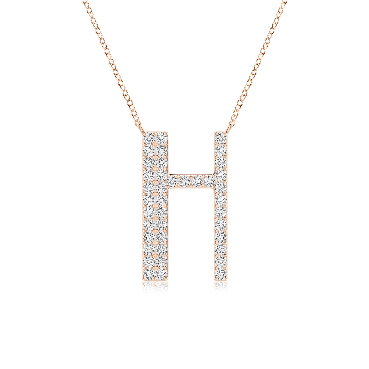 0.33 CTW Modern Deco Diamond Capital "R" Initial Pendant in 14K Rose Gold - Image 10