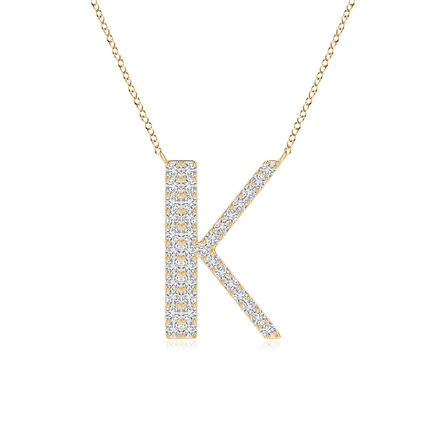 1.2 MM Modern Deco Diamond Capital "S" Initial Pendant in 14K Yellow Gold - Image 6