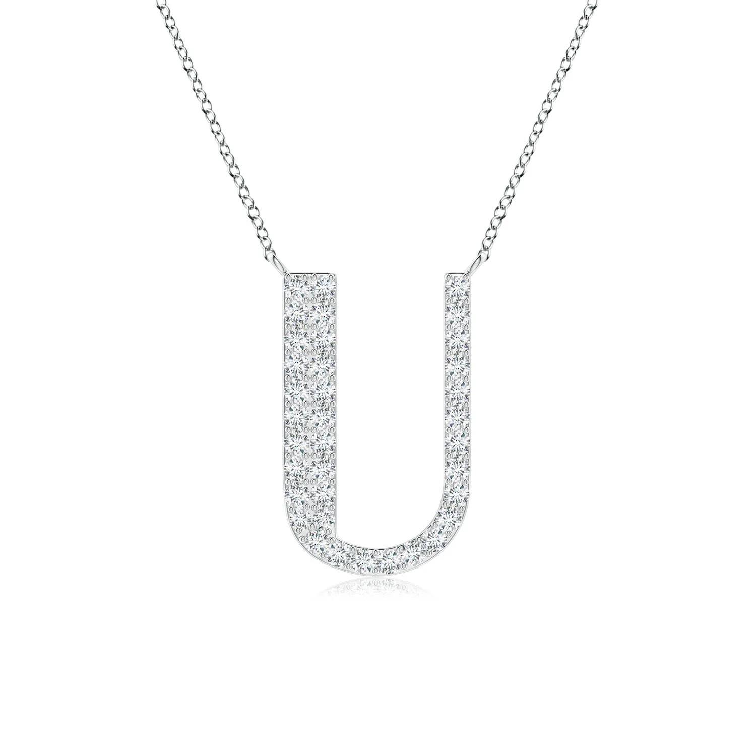 0.25 CTW Modern Deco Diamond Capital "U" Initial Pendant in Platinum - Image 2