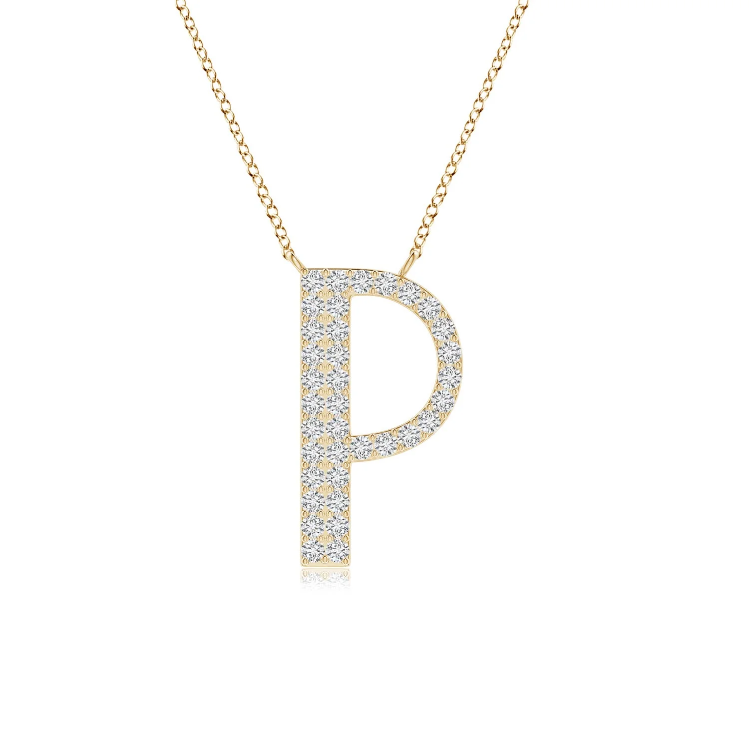 0.25 CTW Modern Deco Diamond Capital "U" Initial Pendant in 14K Yellow Gold - Image 8