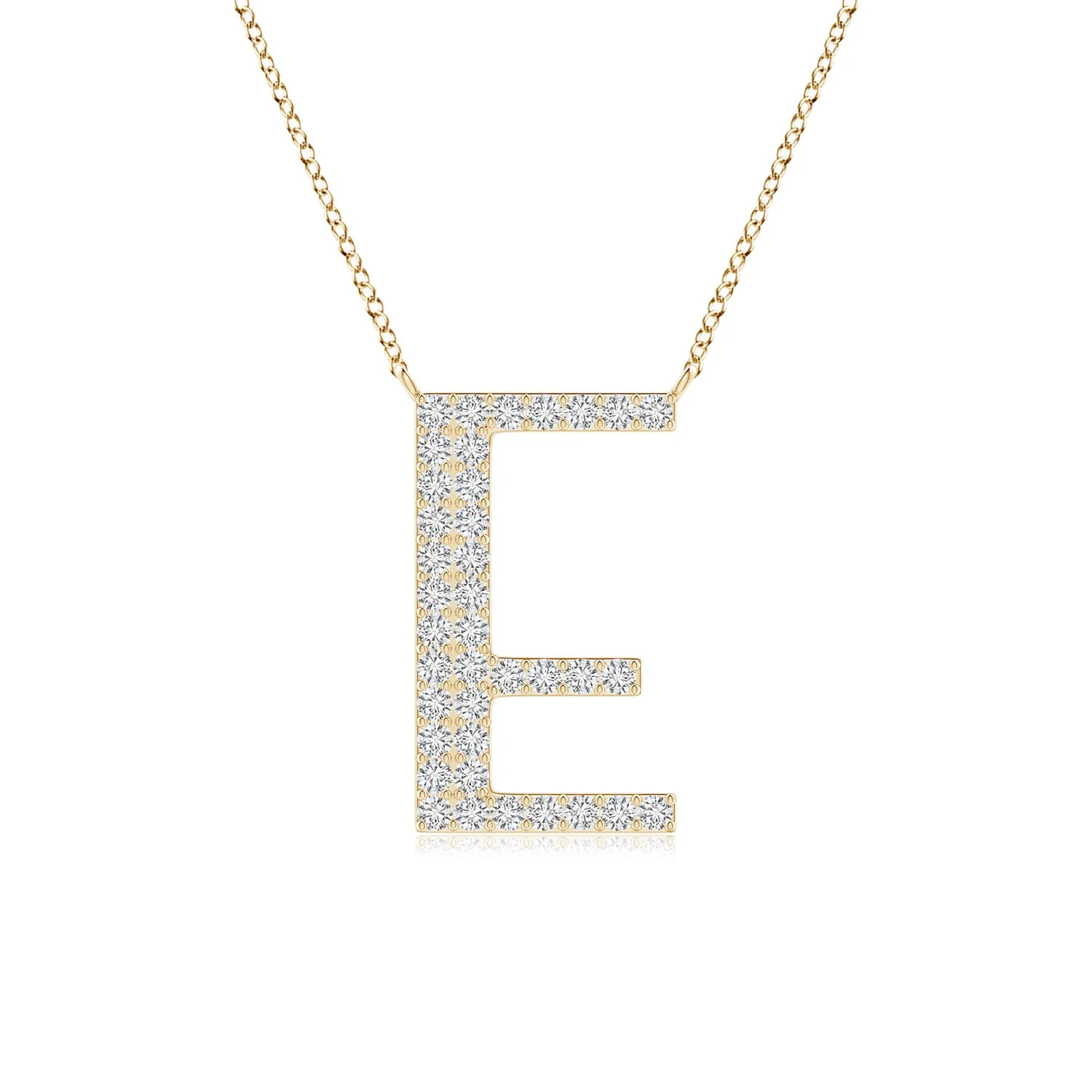 1.4 MM Modern Deco Diamond Capital "V" Initial Pendant in 14K Yellow Gold - Image 3