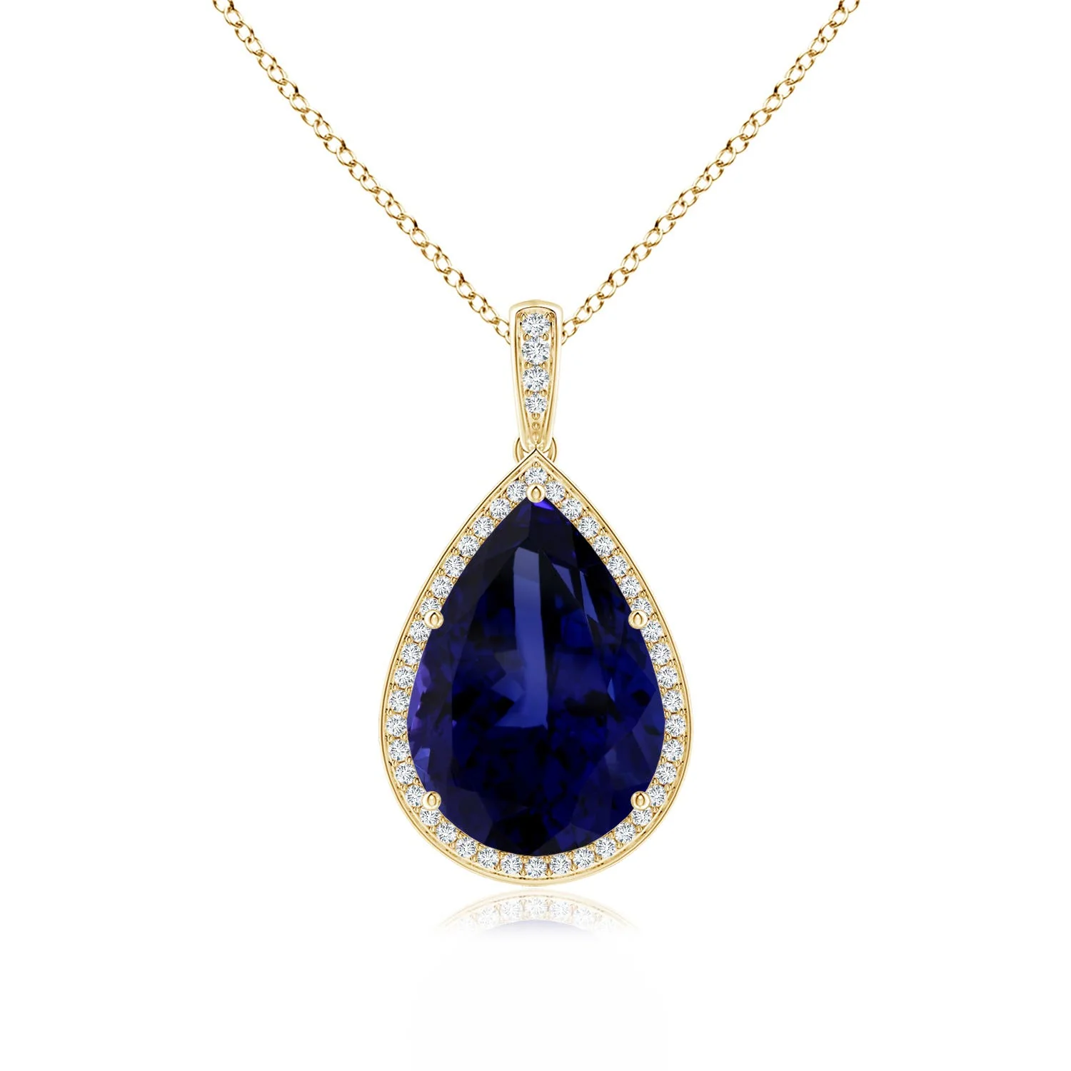 18.27 CTW GIA Certified Pear-Shaped Tanzanite Floral Basket Halo Pendant in 18K Yellow Gold - Image 7