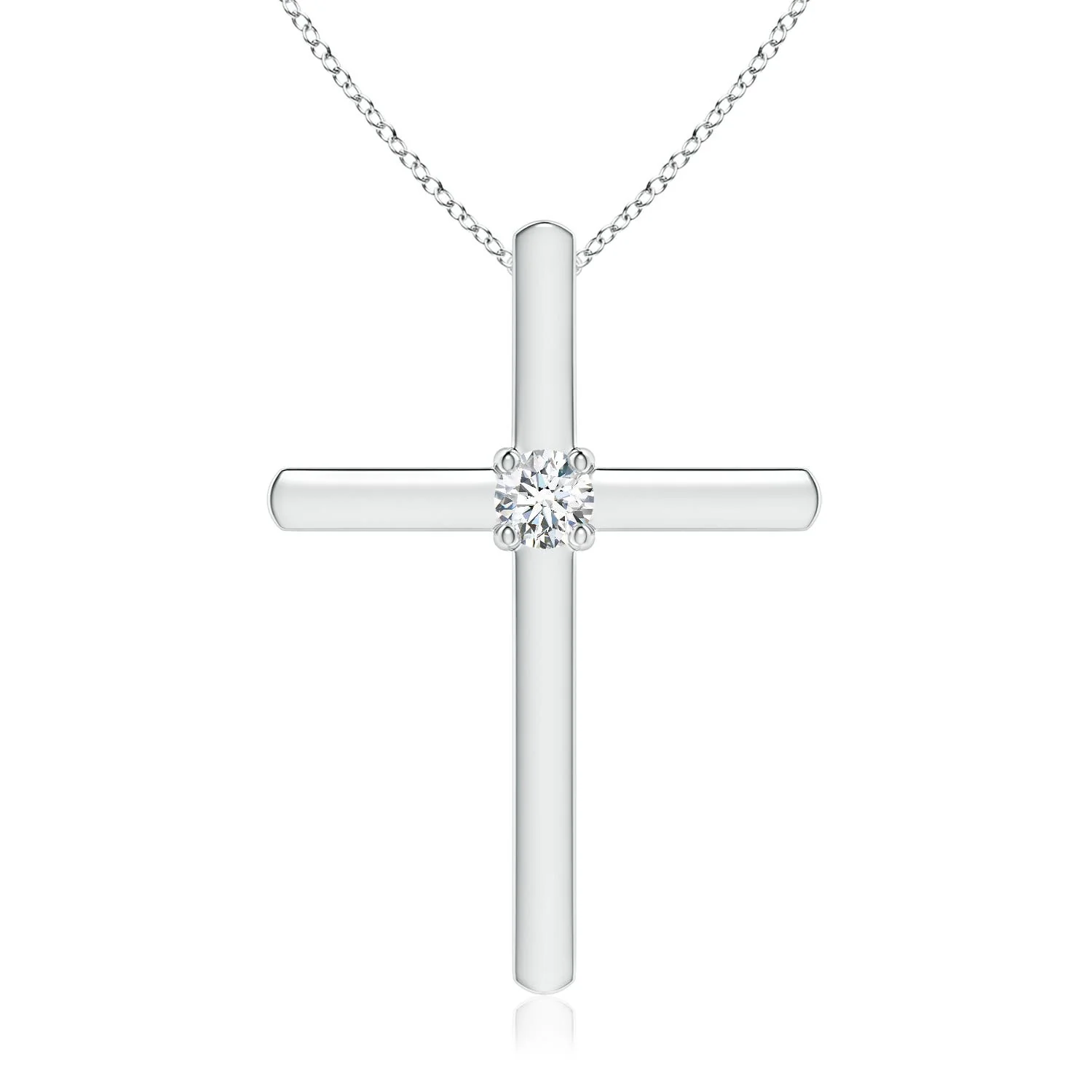 2.5x1.2 MM Round & Baguette Diamond Horizontal Bar Pendant in Platinum - Image 10