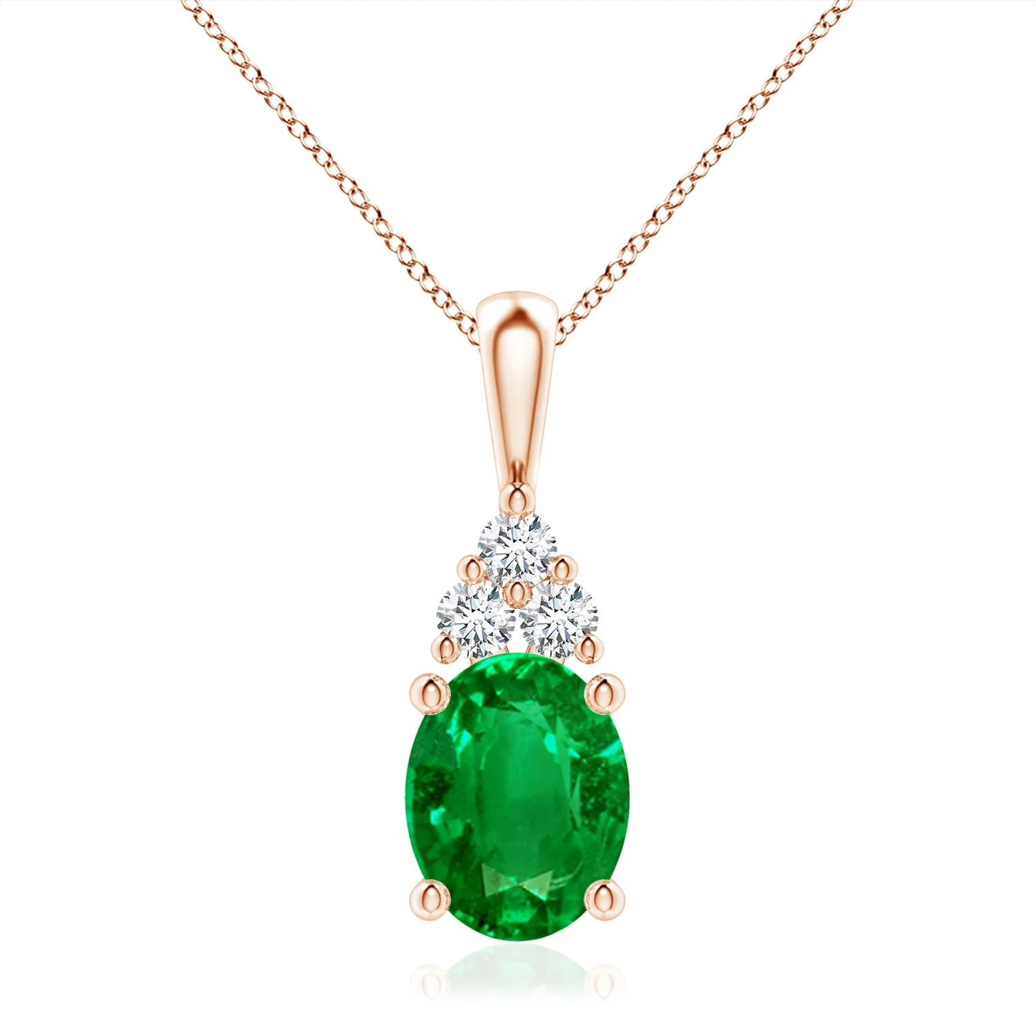 2.25 CTW Solitaire Oval Emerald Classic Pendant in 18K White Gold - Image 10
