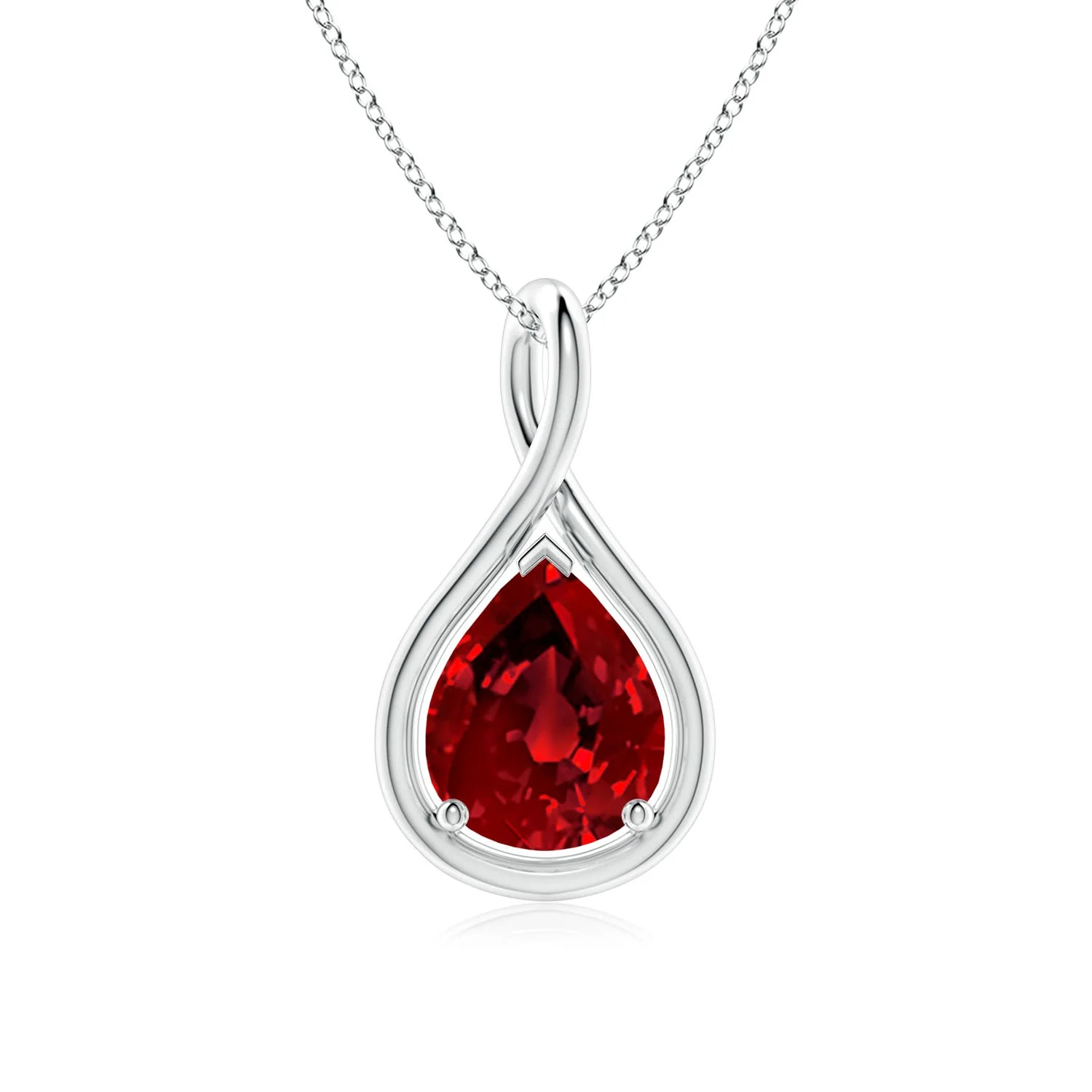 2.7 CTW Solitaire Pear Ruby Twist Bale Pendant in Platinum - Image 8