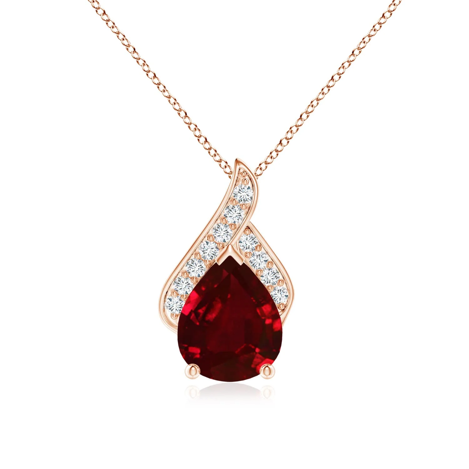2.7 CTW Solitaire Pear Ruby Twist Bale Pendant in 18K White Gold - Image 5