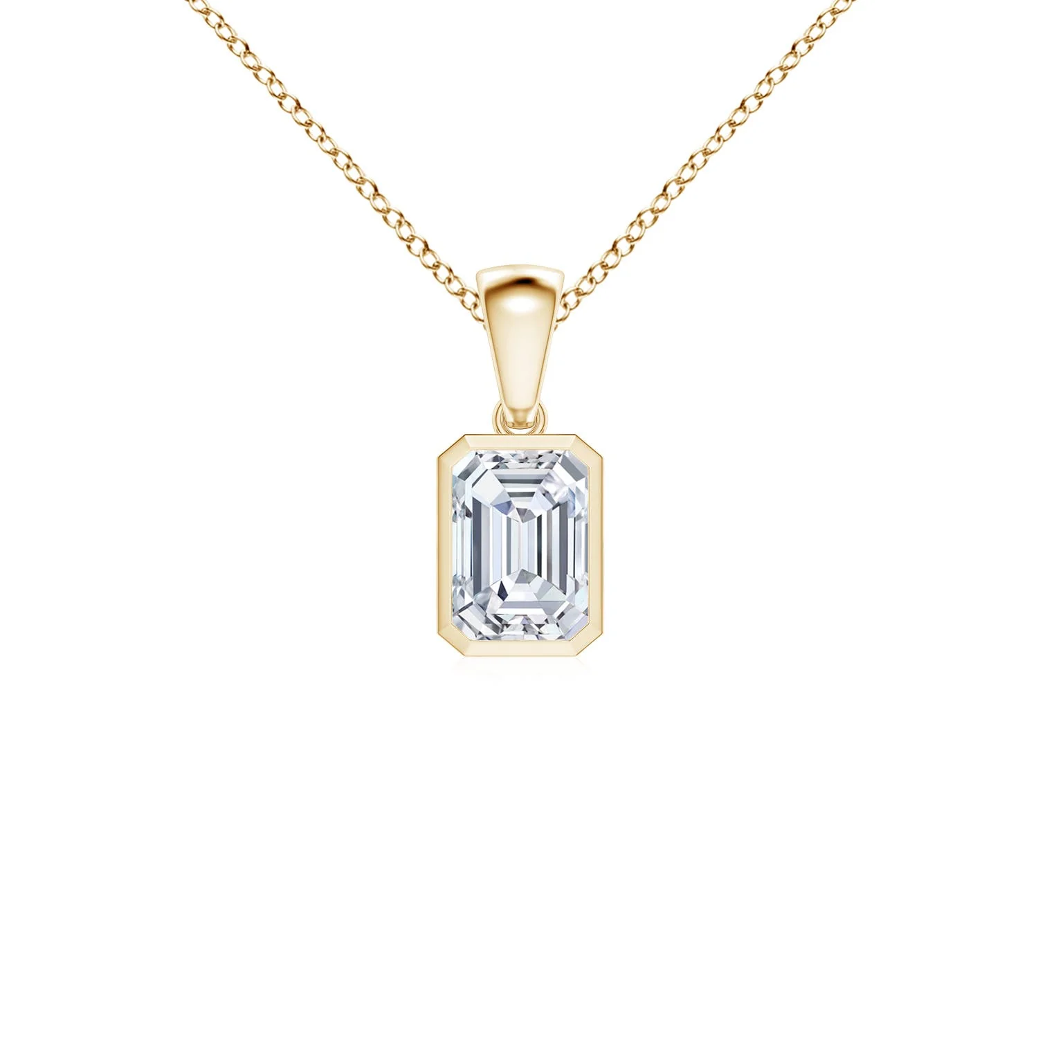 4.0 CTW Bezel-Set Emerald-Cut Ruby Solitaire Pendant in 14K Yellow Gold - Image 9