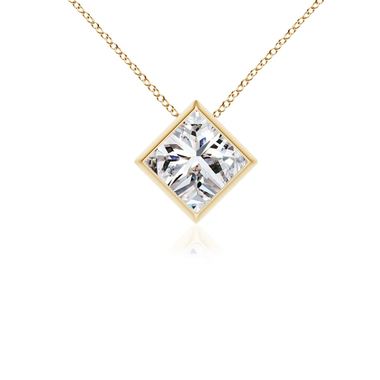 5.5 CTW Bezel-Set Square Blue Sapphire Solitaire Pendant in 14K Yellow Gold - Image 5