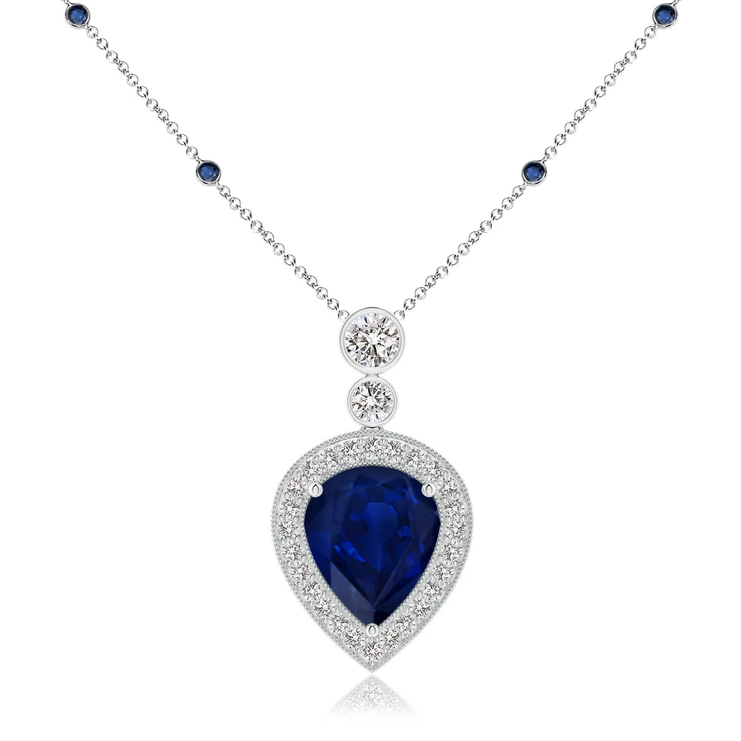 3.14 CTW Classic Emerald-Cut Emerald Halo Pendant in 14K Yellow Gold - Image 10