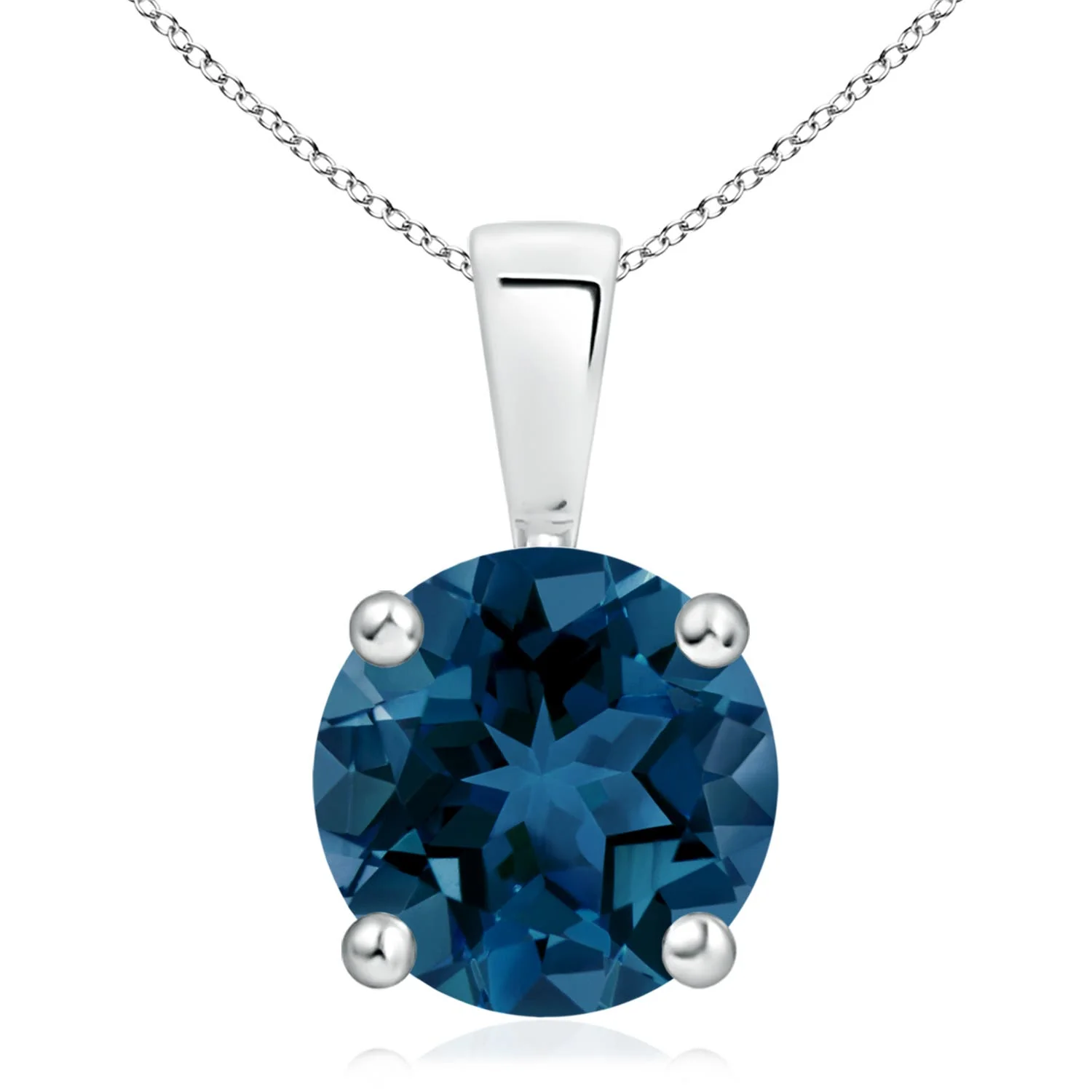 2.9 CTW Sweet Treats Round London Blue Topaz Candy Pendant in 18K White Gold - Image 9
