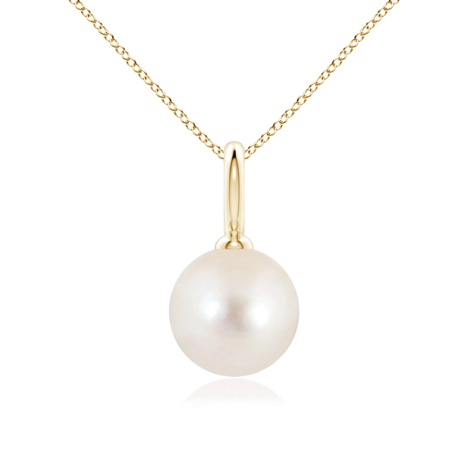 5 MM Floating Freshwater Pearl Solitaire Pendant in 18K Yellow Gold - Image 6