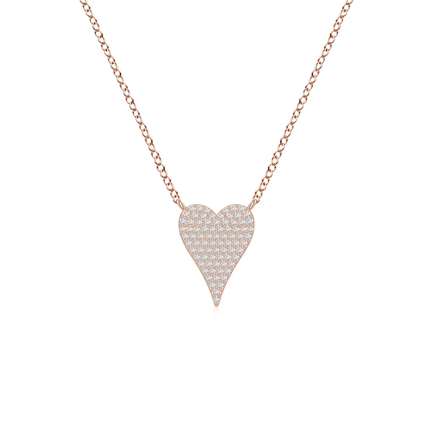 0.25 CTW Pavé Diamond Elongated Heart Pendant in 14K Rose Gold - Image 2