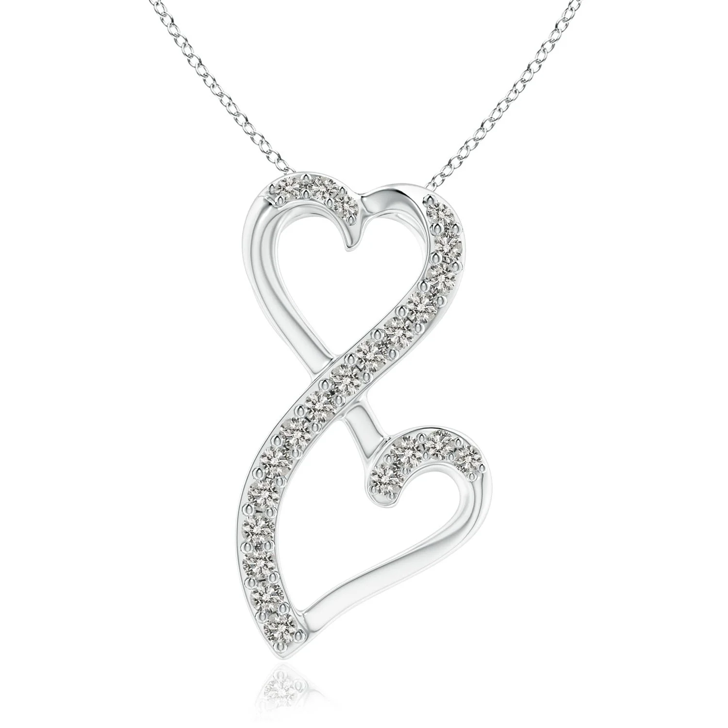 0.25 CTW Pavé Diamond Elongated Heart Pendant in 18K White Gold - Image 10