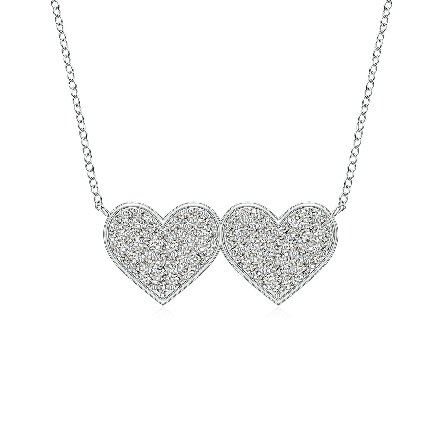 0.39 CTW Pavé Diamond Heart Dome Pendant in 18K White Gold - Image 3