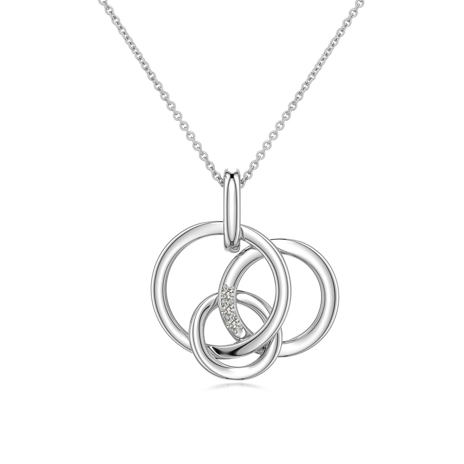 0.75 CTW Round Diamond Trio Cluster Drop Pendant in 18K White Gold - Image 4