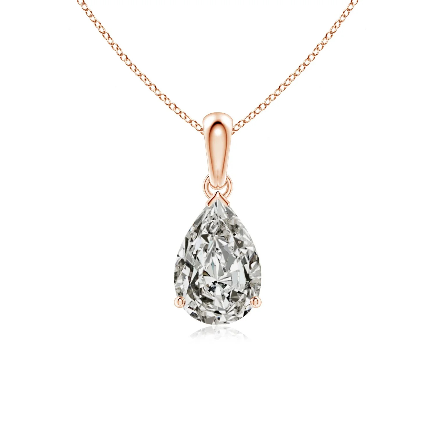 1.65 CTW Assorted Pear Diamond Pendant in 14K Rose Gold - Image 4