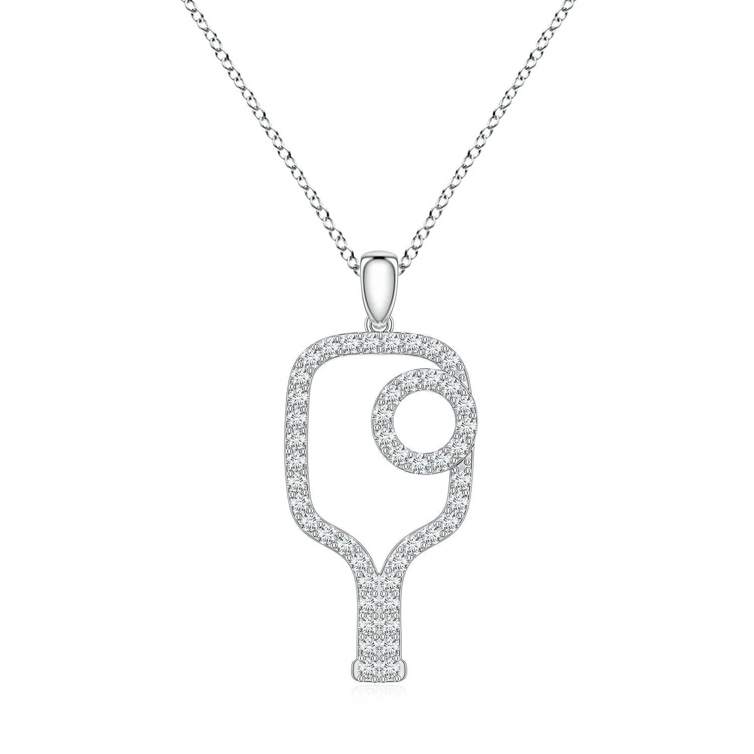 0.56 CTW Diamond Pickleball-Inspired Charm Pendant in 14K White Gold - Image 5