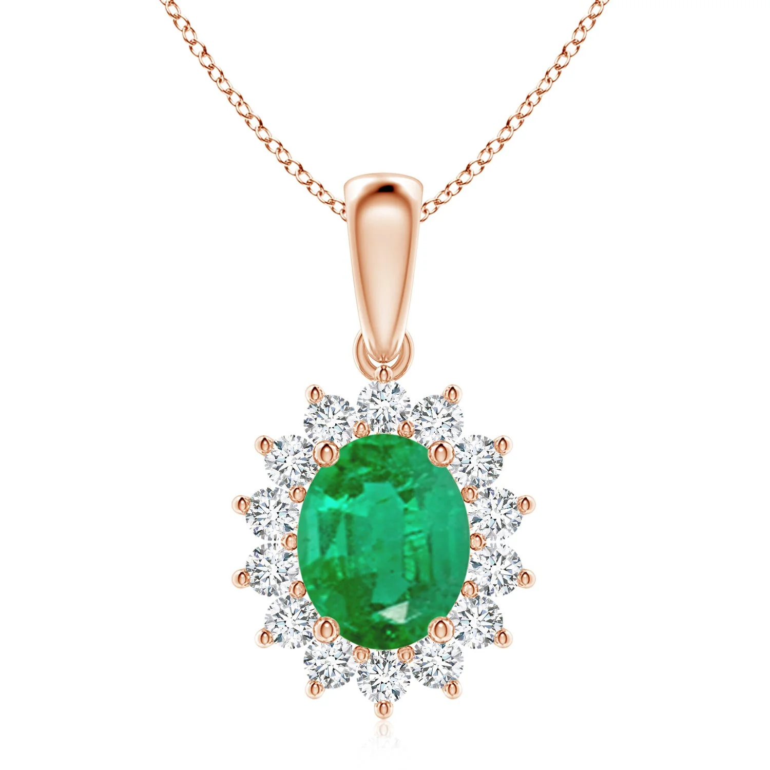 1.64 CTW Claw Prong Round Blue Sapphire Halo Drop Pendant in 18K White Gold - Image 2