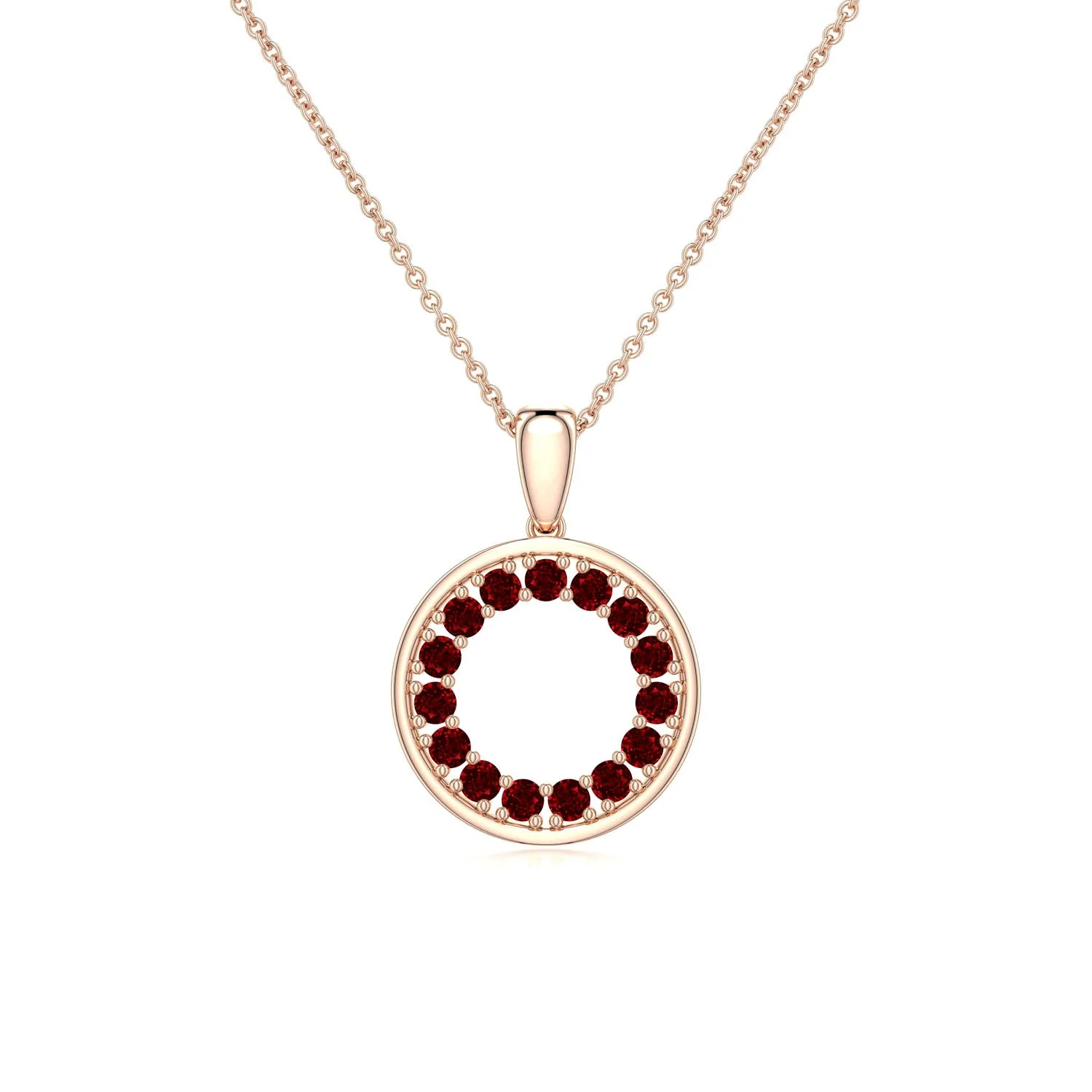 1.3 MM Emerald Open Circle Eternity Pendant in 14K Rose Gold - Image 3